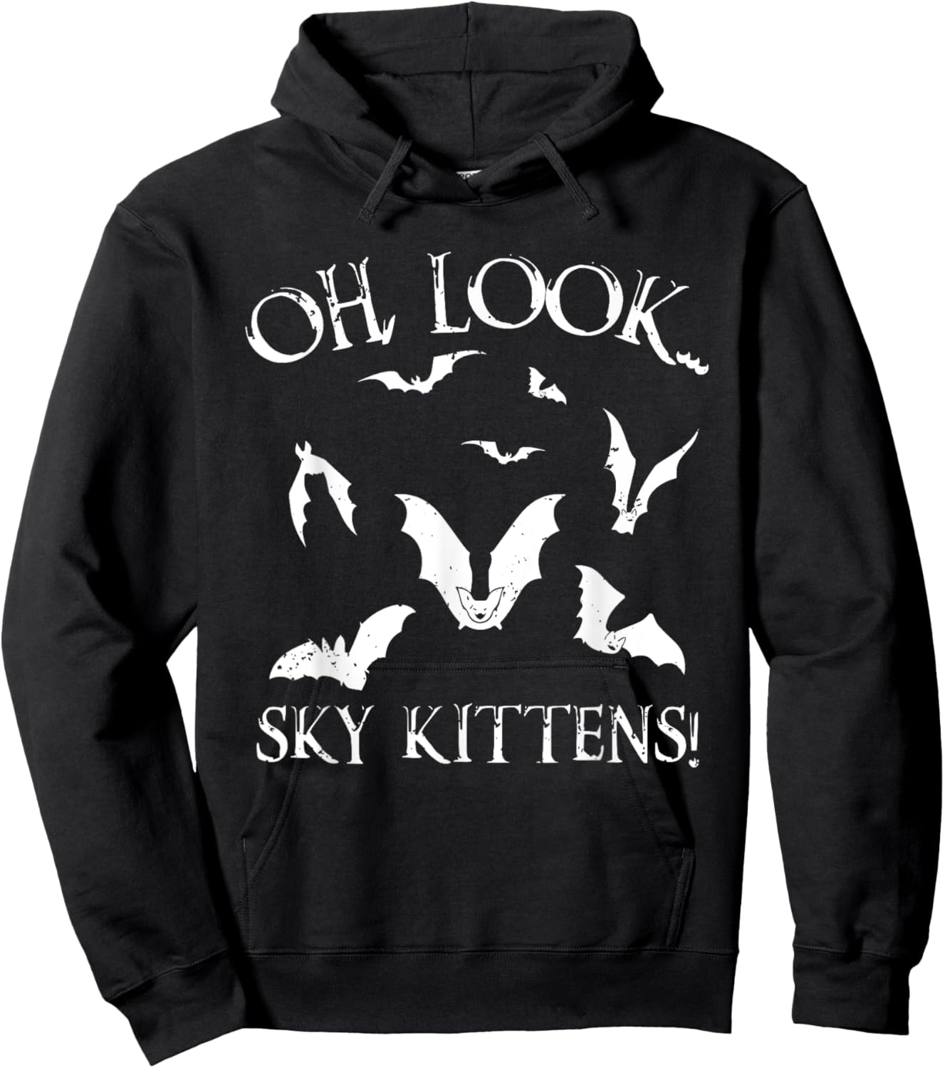 Funny Bat Lover Gift Women Cool Sky Kittens Horror Small Hoodie - Hoodie | Black