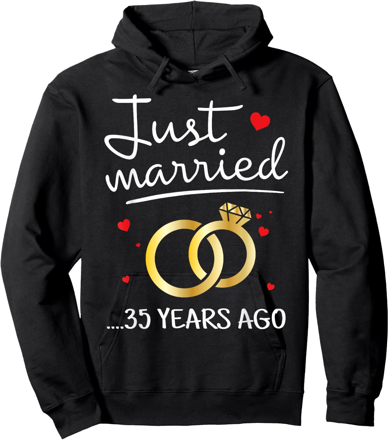 Just Married 35 Years Ago Funny Couple 35th Anniversary Hoodie - Hoodie | Black