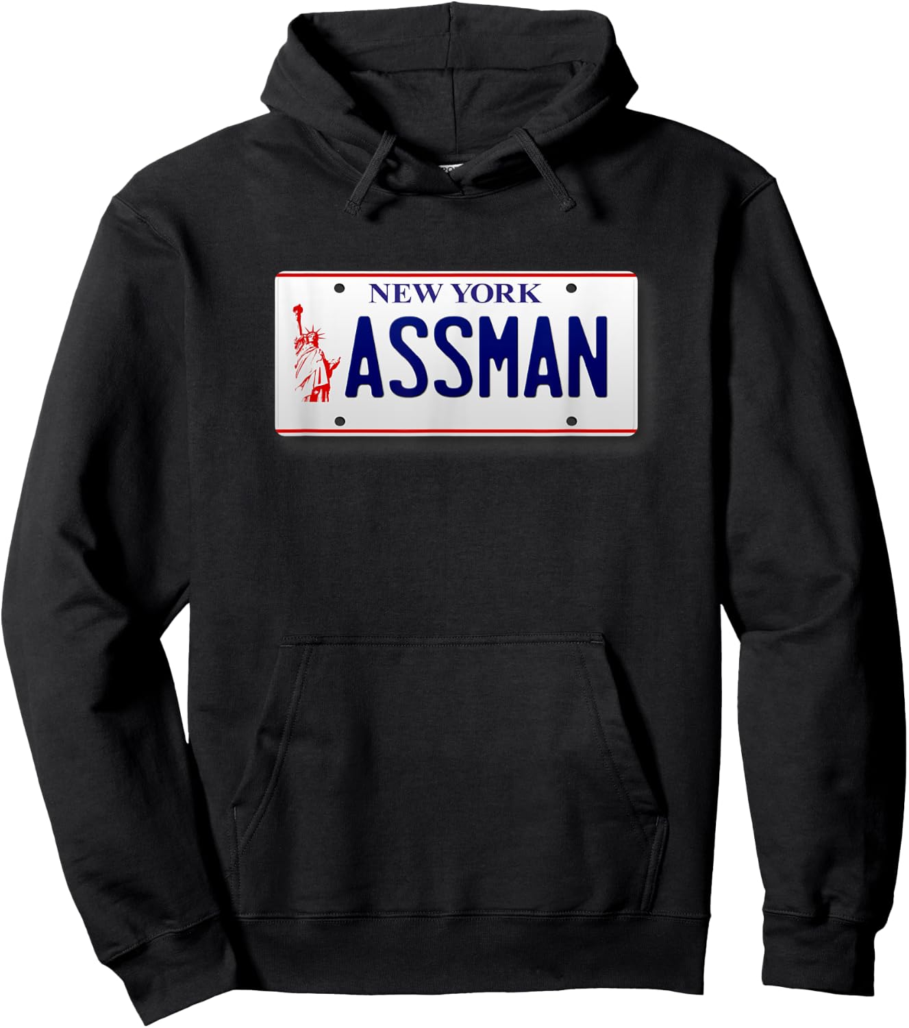 Assman New York License Plate Funny Hoodie - Hoodie | Black