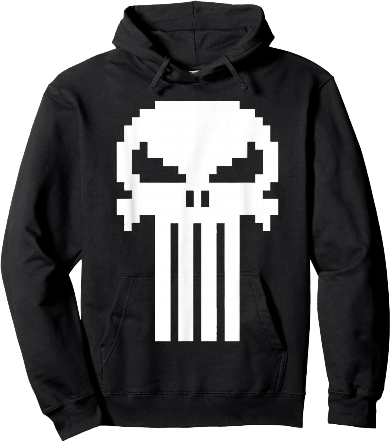 Marvel Punisher Pixelated Skull Vintage Chest Logo Hoodie - Hoodie | Black