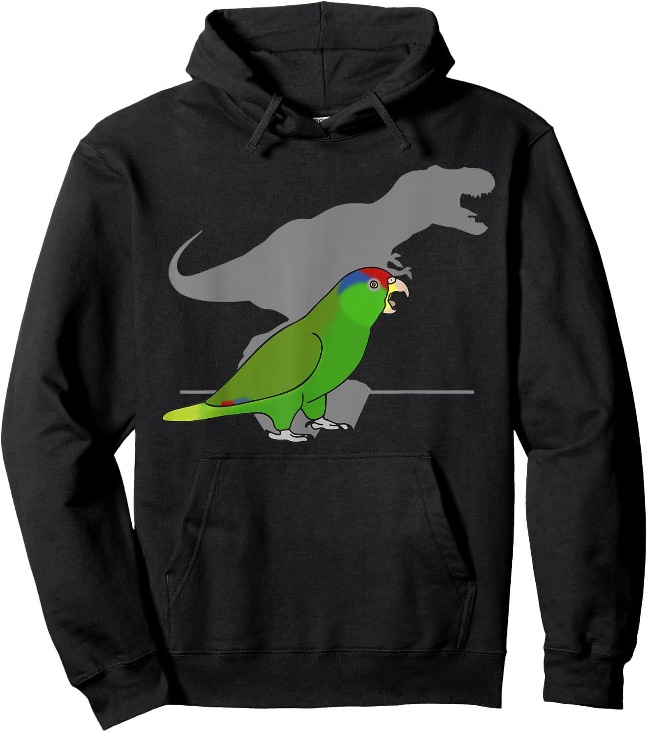 T-rex Red Headed Mexican Amazon, Birb Memes, Dinosaur Parrot Hoodie - Hoodie | Black