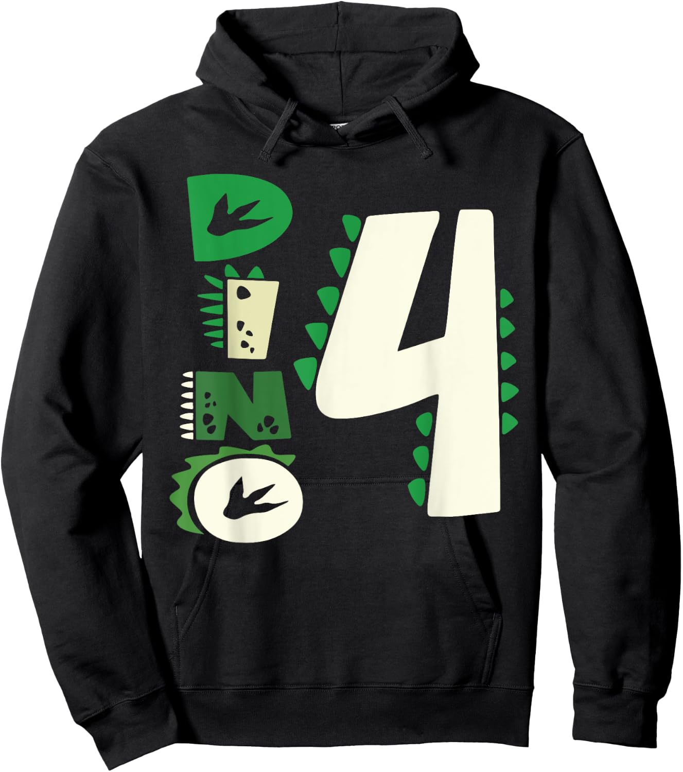 Dino Four Birthday Saurus Dinosaur Birthday Mom Dad Kids Hoodie - Hoodie | Black