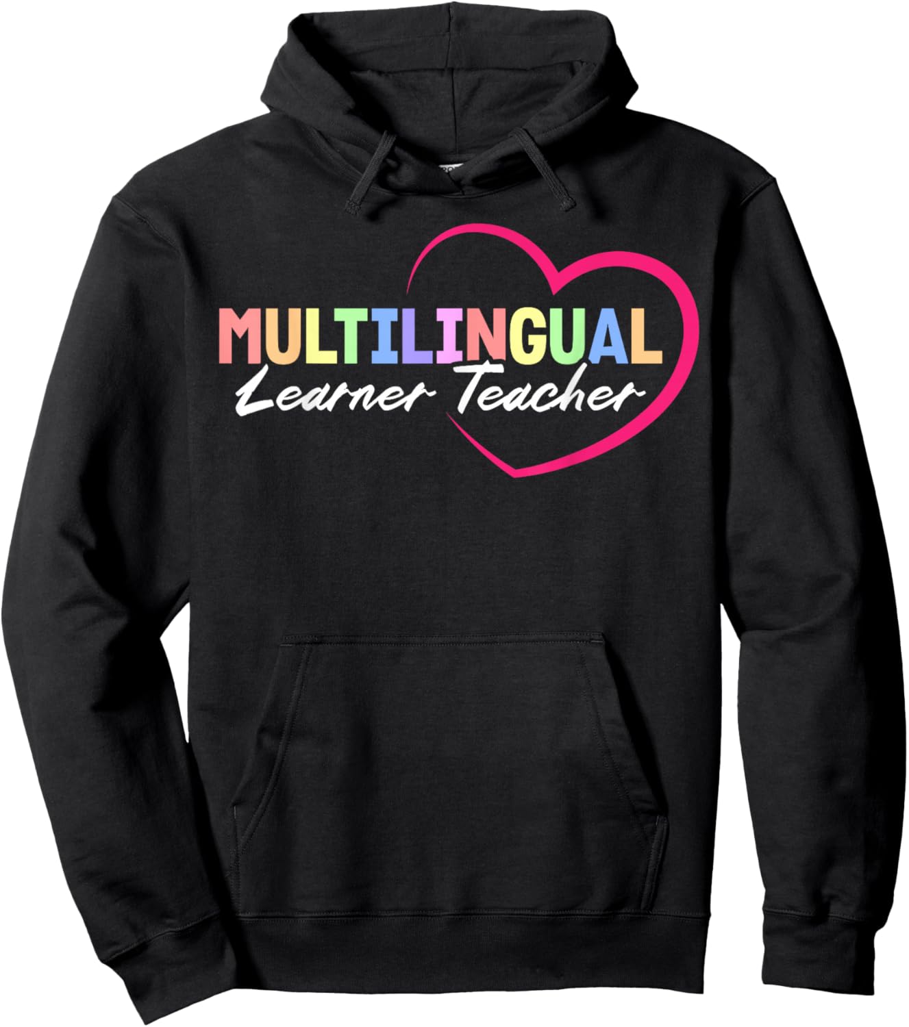 Multilingual Learner Teacher Heart Hoodie - Hoodie | Black