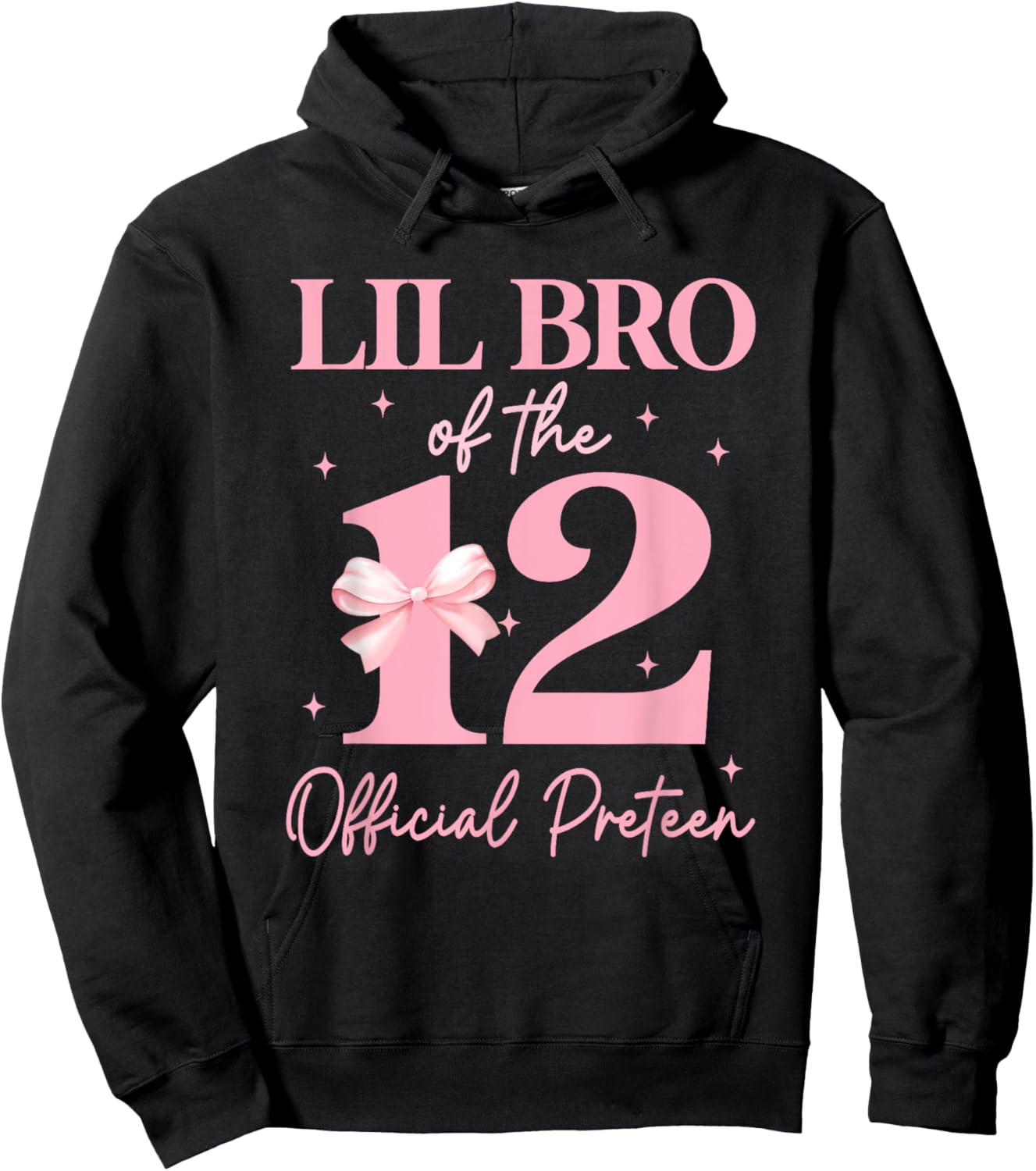 Lil Bro of the 12 Official Pre-Teen Birthday Girl 12th Bow Hoodie - Hoodie | Black