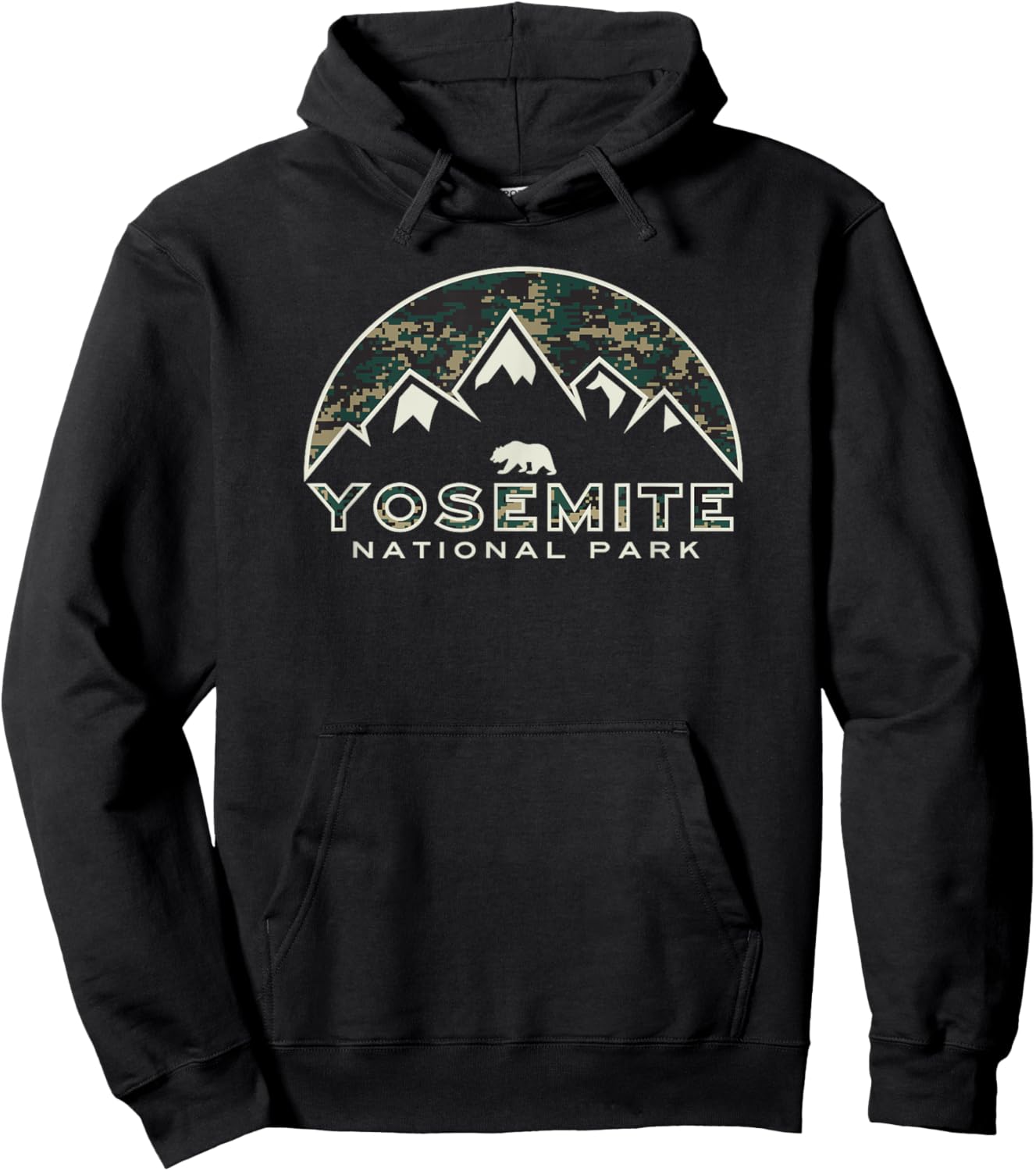 Yosemite National Park Destinations Yosemite National Park Retro Mountain Graphic - -Adults - Black - Small - - Short Sleeve Hoodie - Hoodie | Black