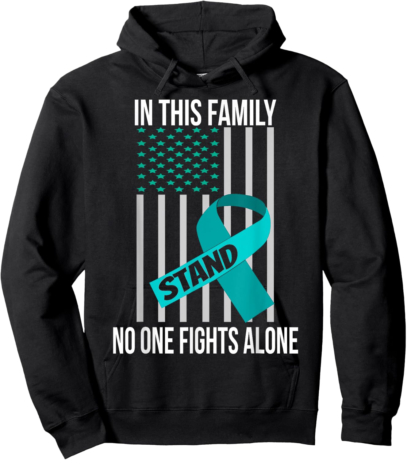 USA Flag Sexual Assault Awareness Shirt Teal Ribbon Shirt Hoodie - Hoodie | Black