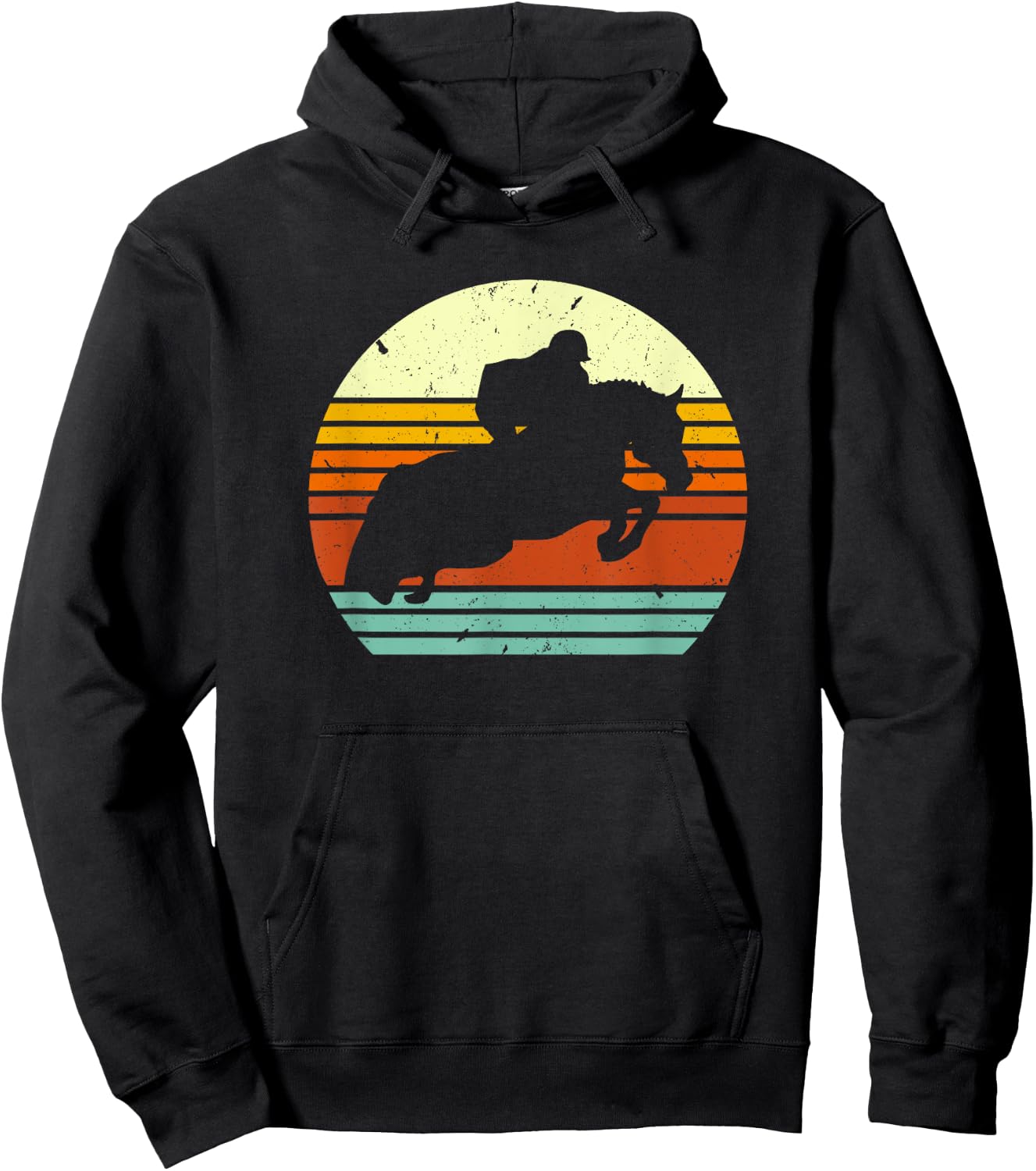 English Horse Show Jumping on Retro Sun Style Hoodie - Hoodie | Black