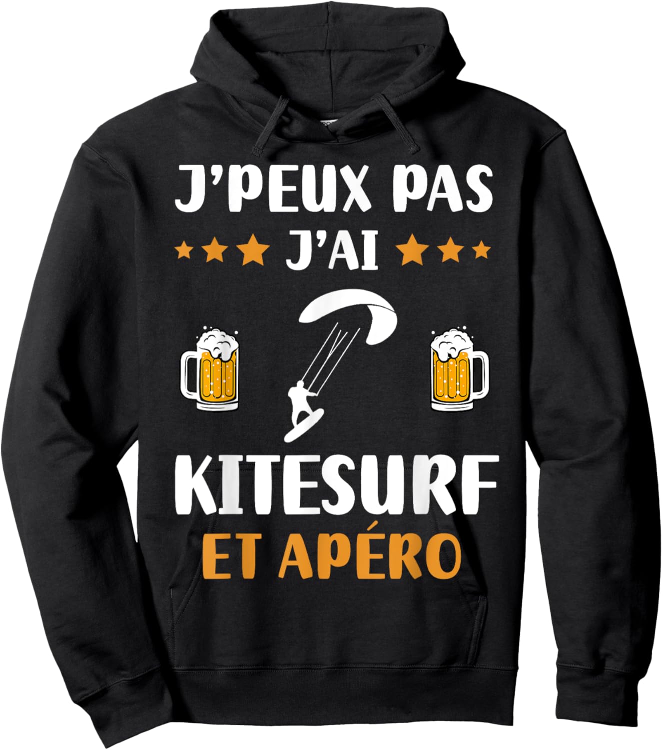 Je peux pas j'ai Kitesurf et apéro humour Kitesurfing , Black, S Hoodie - Hoodie | Black