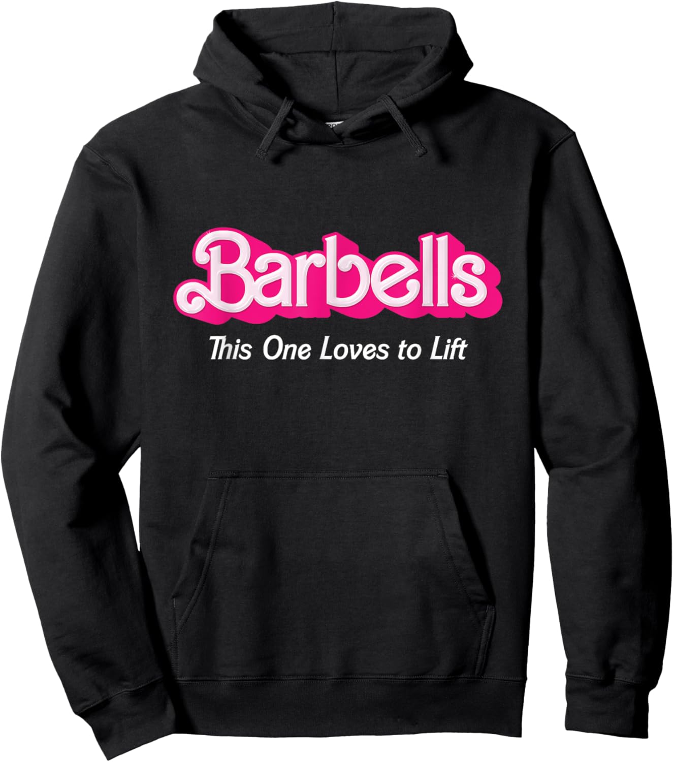 Barbells Pink Retro Workout Classic Girl Loves to Lift Gear Hoodie - Hoodie | Black
