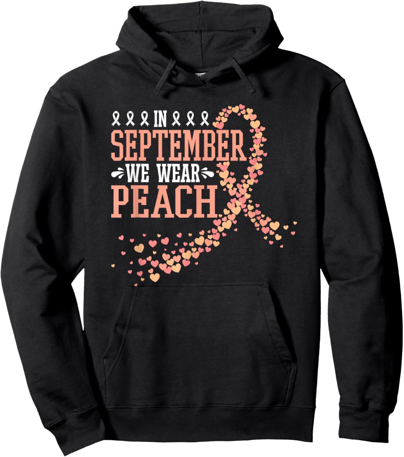 In September We Wear Peach Endometrial Cancer Uterine Hoodie - Hoodie | Black