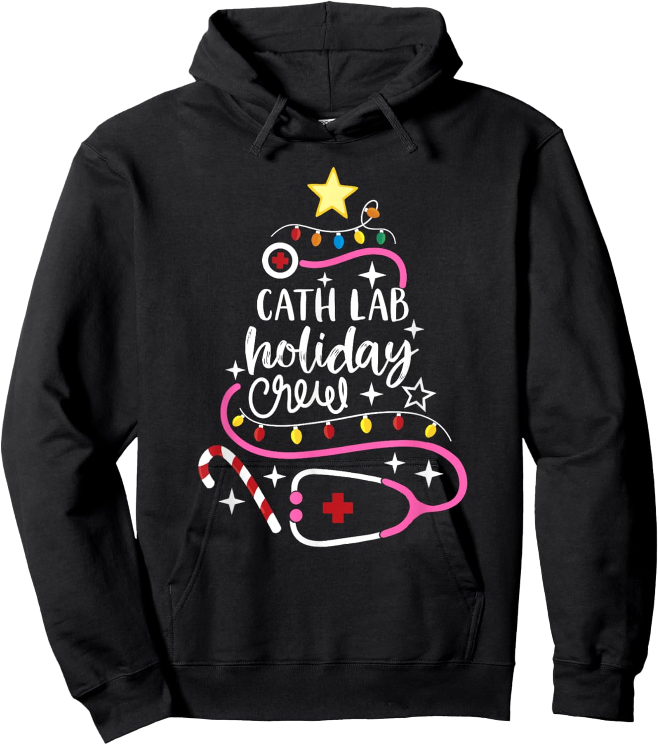 Cath Lab Holiday Crew Catheterization Lab Nurse Secretary Hoodie - Hoodie | Black