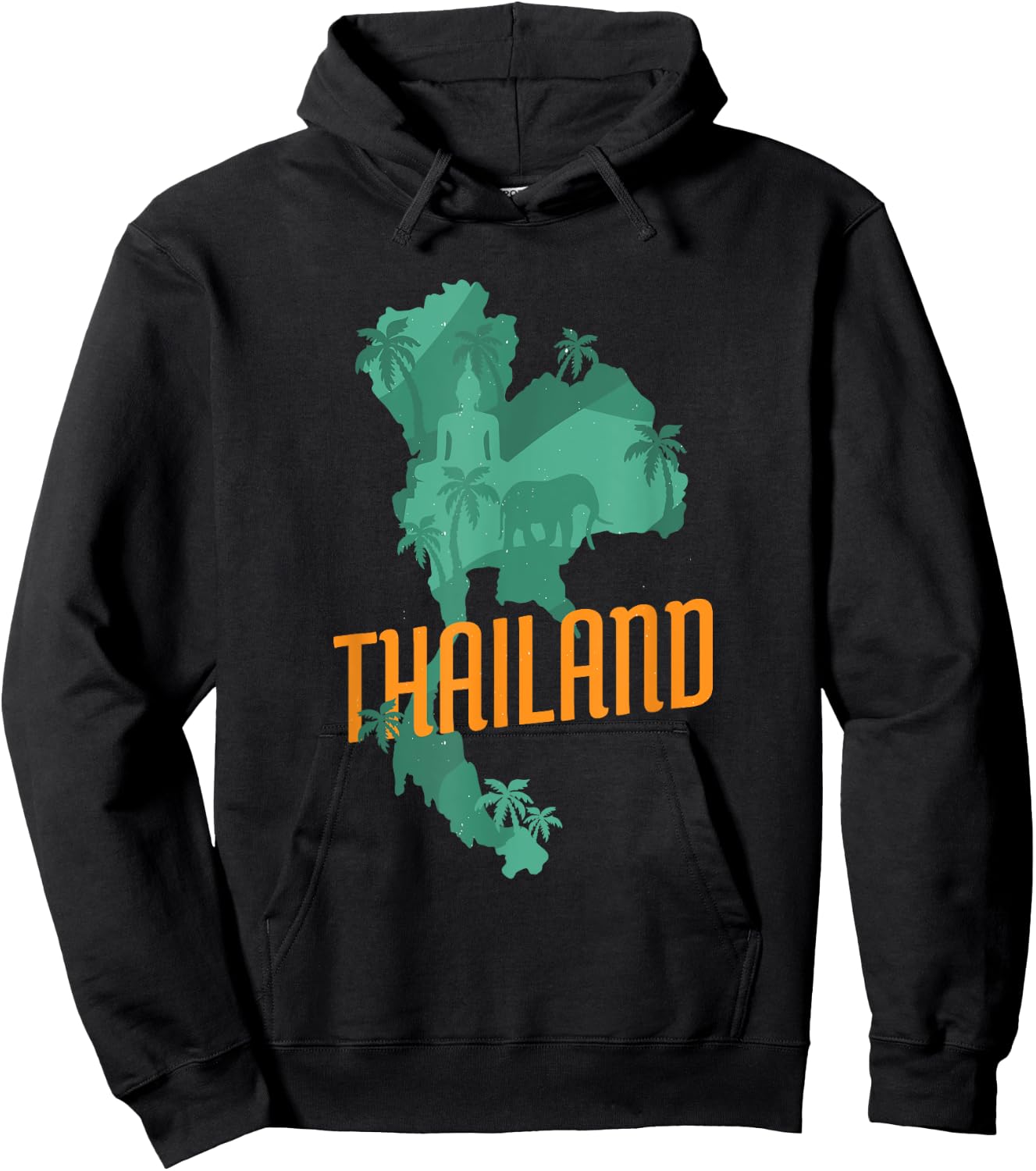 Patriotic Thai National Thailand Map Buddha Statue Elephant Women Kids Men Hoodie - Hoodie | Black