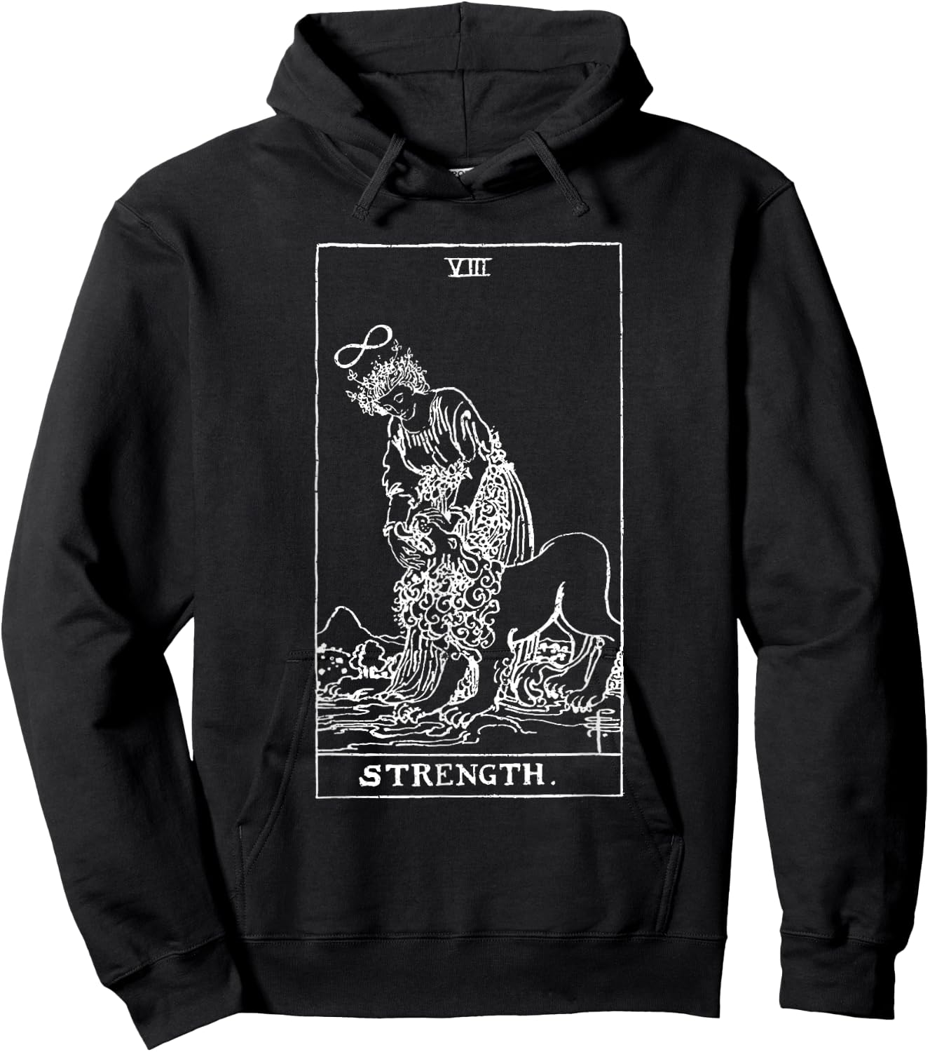 Strength Vintage Tarot Card - Cartomancy & Divination Gift Hoodie - Hoodie | Black