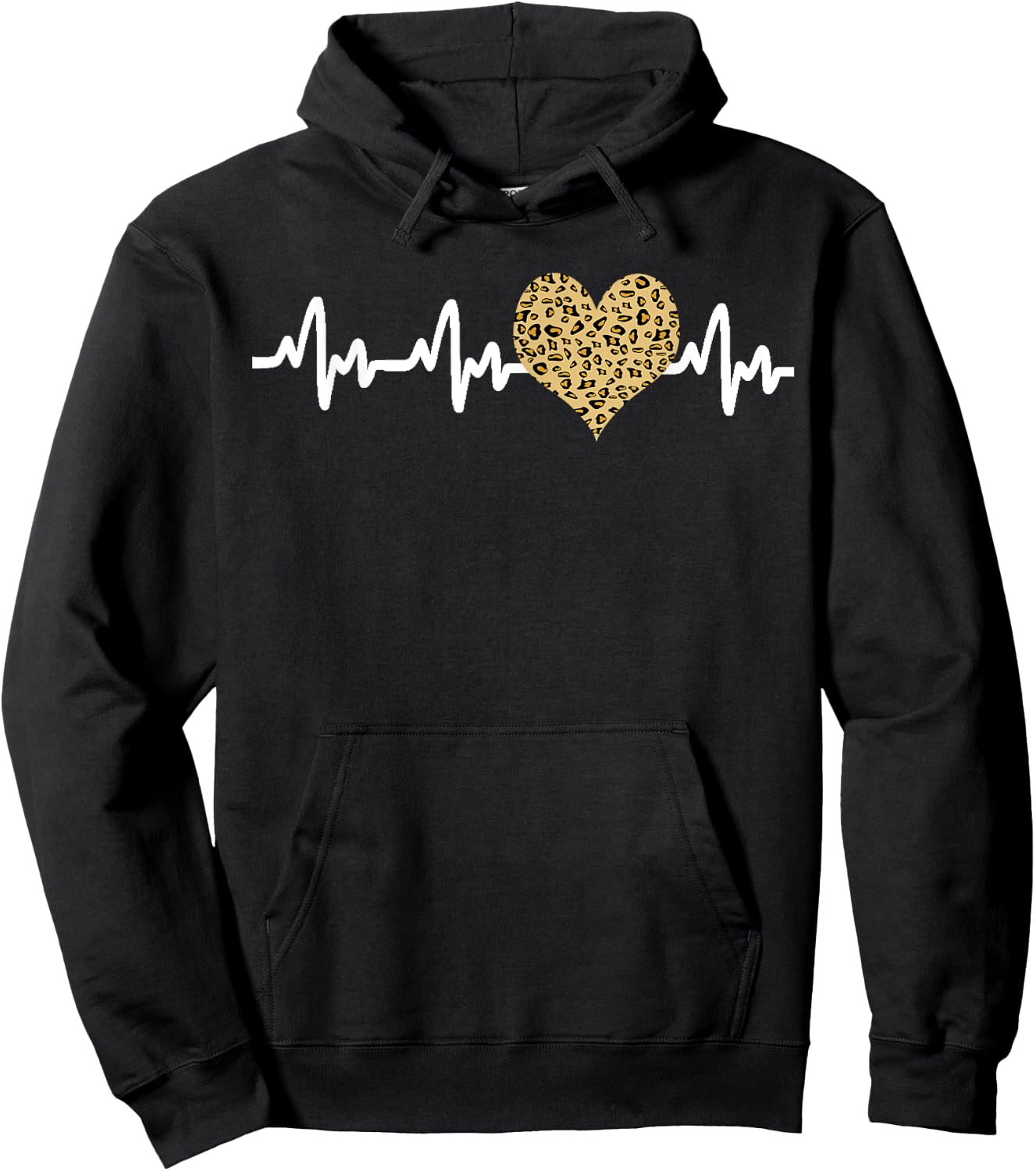 Cool Cheetah Leopard Print Heart Doctor Nurse Heartbeat EKG Hoodie - Hoodie | Black