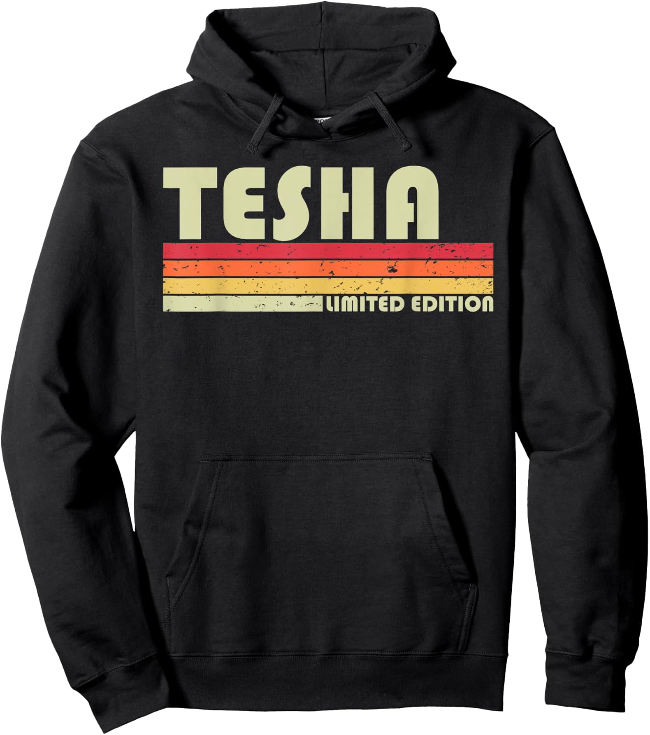 TESHA Name Personalized Retro Vintage 80s 90s Birthday Hoodie - Hoodie | Black