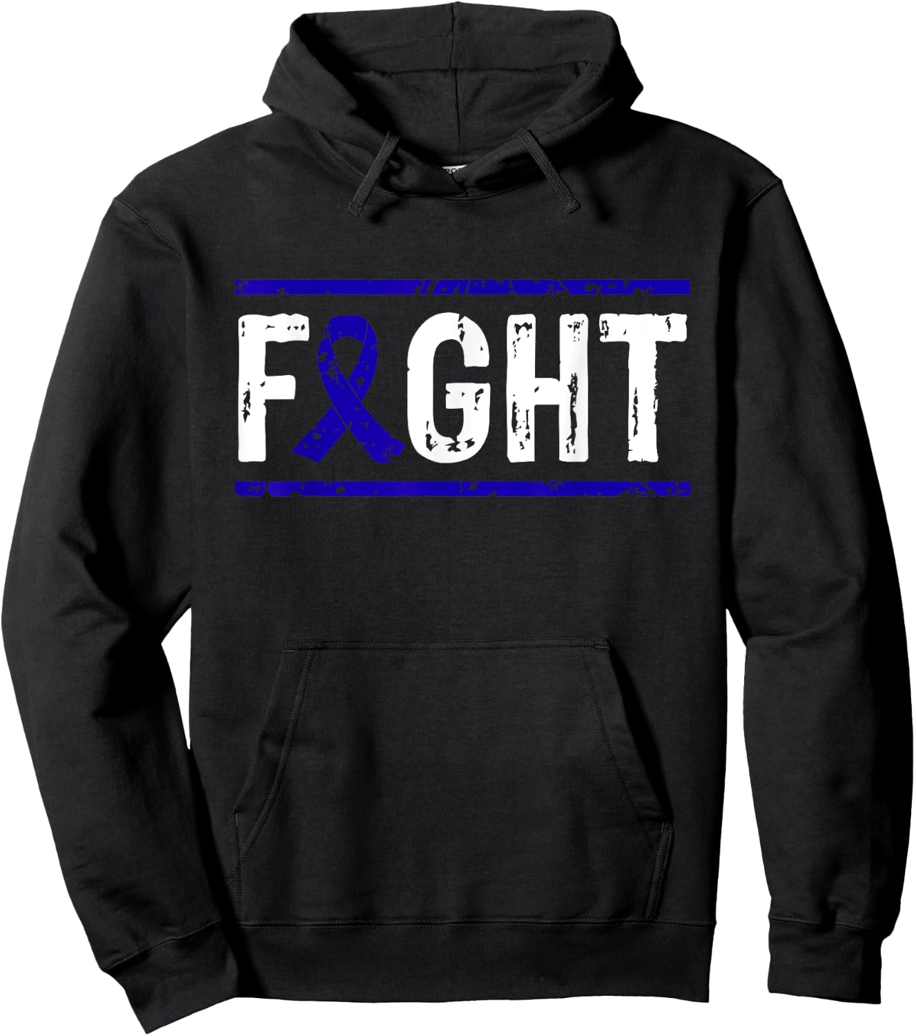 Rectal Cancer Awareness Fight Cancer Blue Ribbon Hoodie - Hoodie | Black
