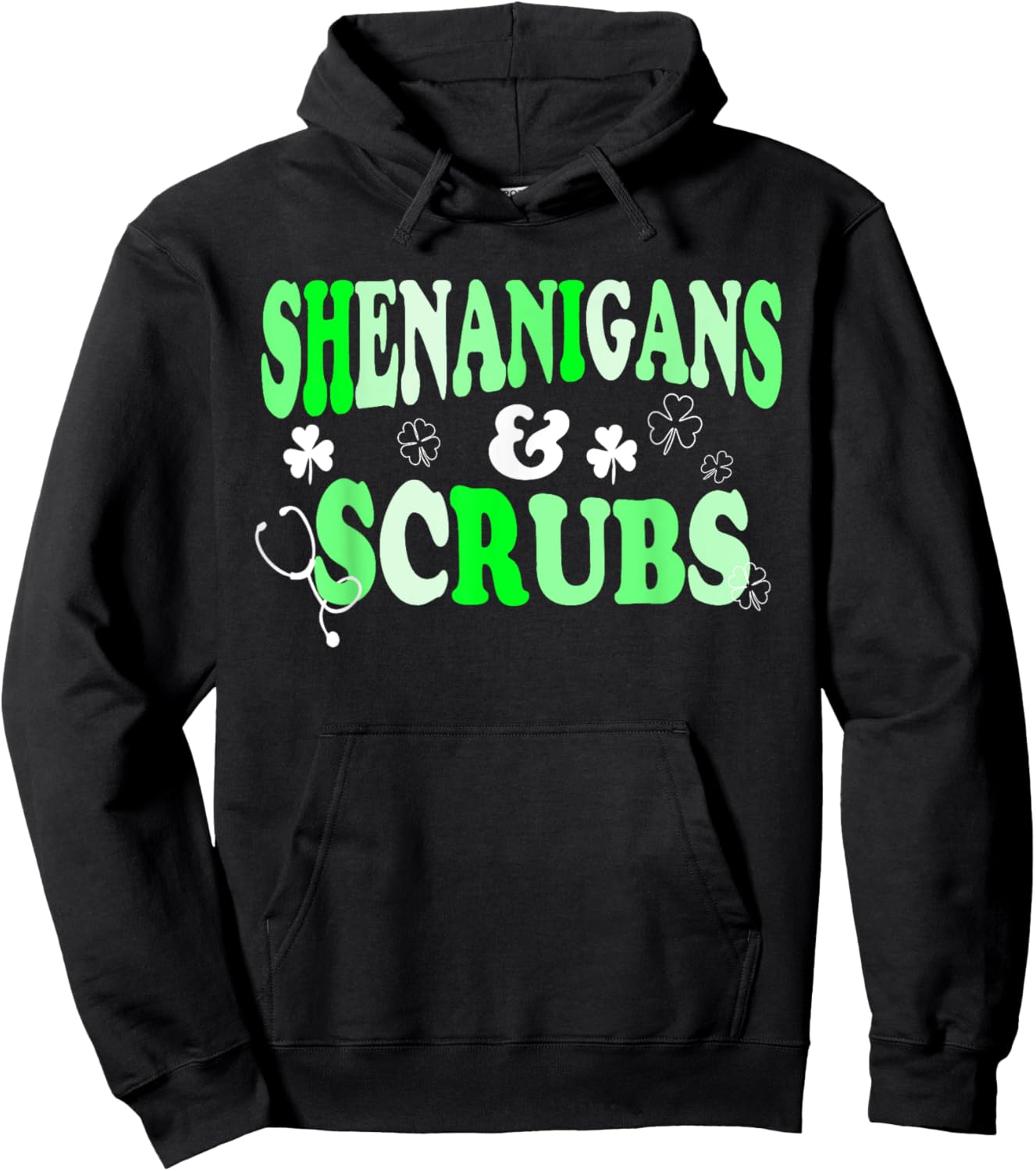 Nurse St Patricks Day Shenanigans and Scrubs Scrub Top Hoodie - Hoodie | Black