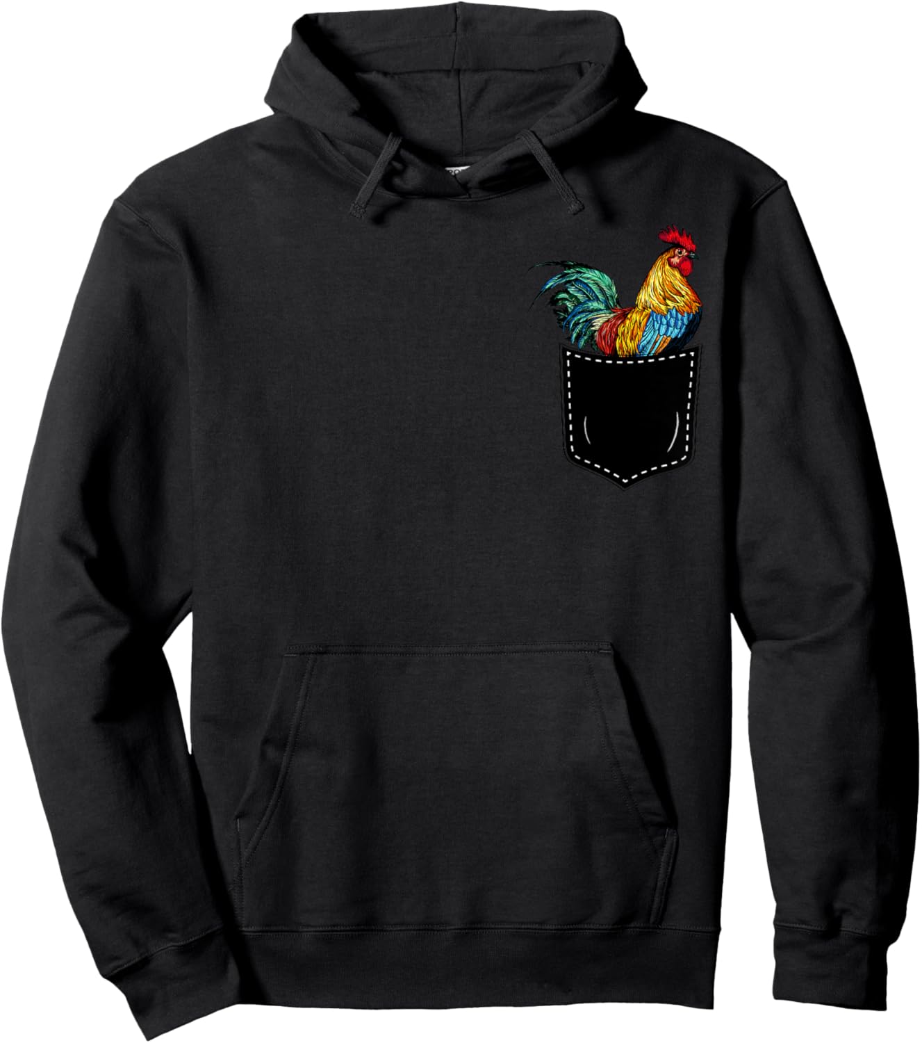 Funny Rooster In A Pocket Perfect for Chicken Lovers Hoodie - Hoodie | Black
