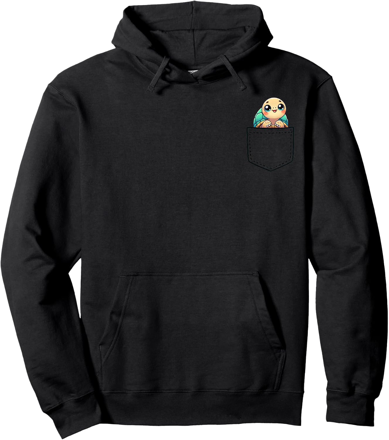 Cute Turtle Pocket Kawaii Animal Lover Graphic Art Hoodie - Hoodie | Black
