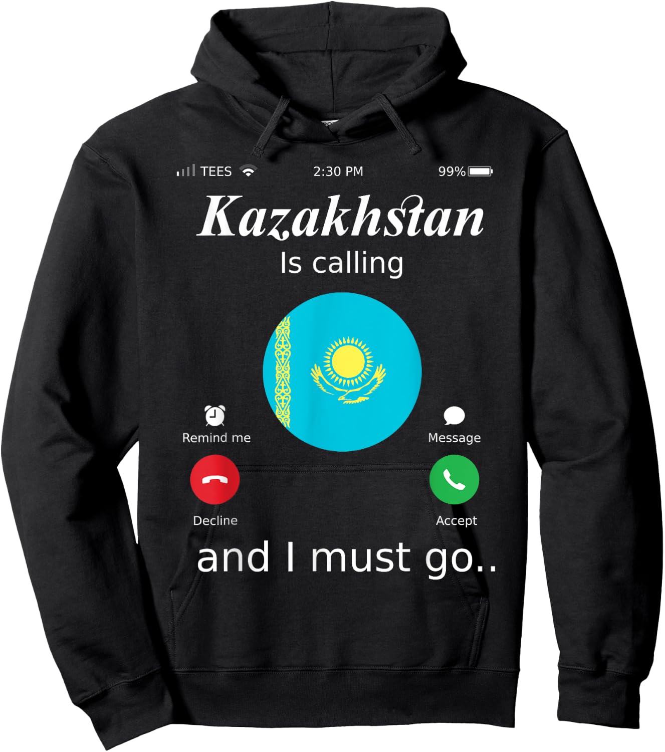 Kazakhstan Is Calling and I Must Go Kazakhstan Flag shirt Hoodie - Hoodie | Black