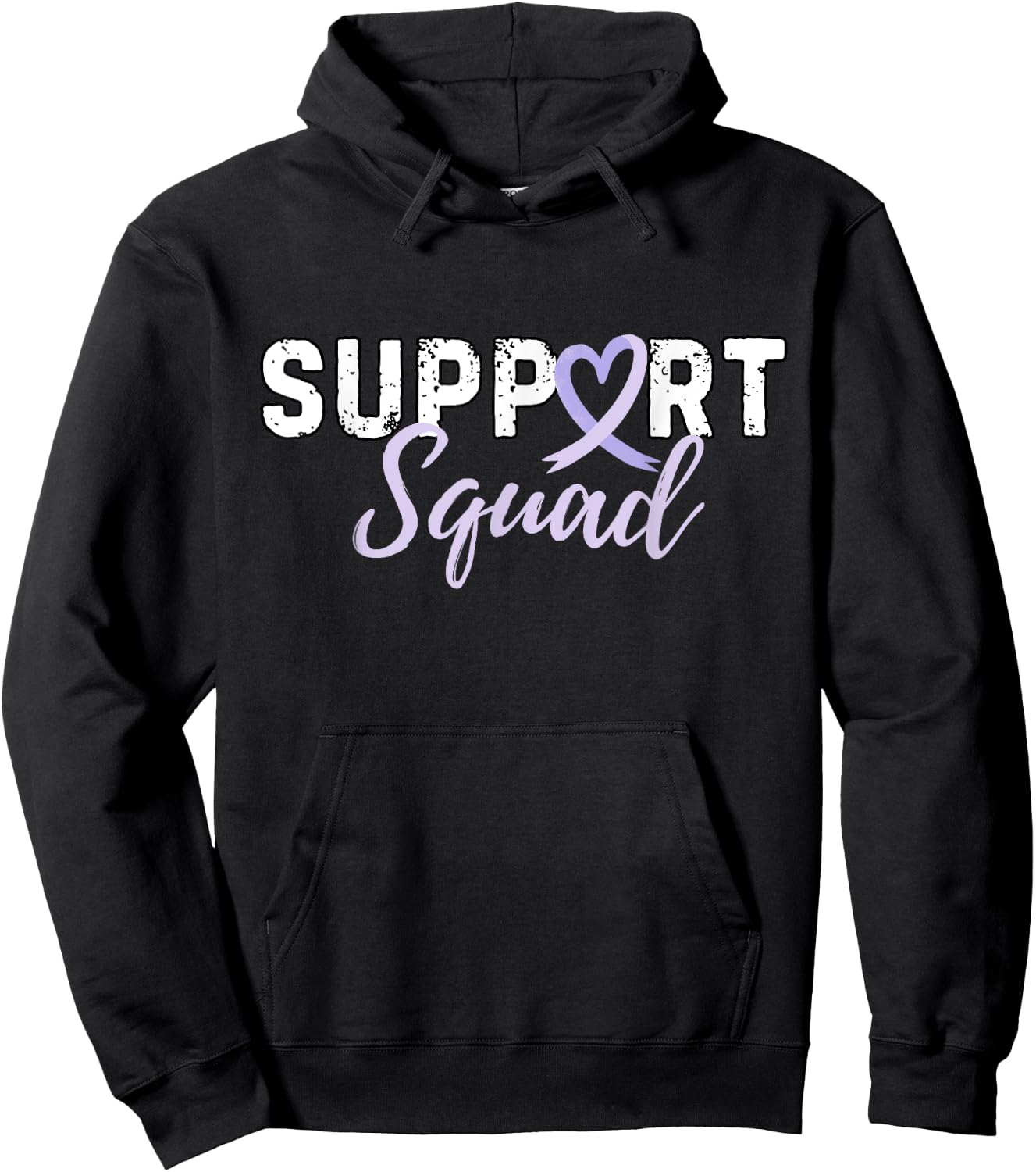 Support Squad Testicular Cancer Light Purple Ribbon Retro Hoodie - Hoodie | Black