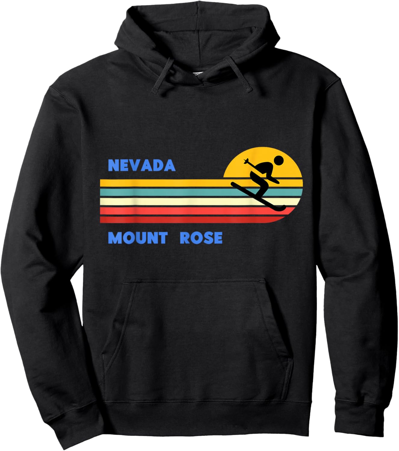 Mount Rose Tahoe Nevada Skiing Skier Ski Retro Sun Vintage Hoodie - Hoodie | Black