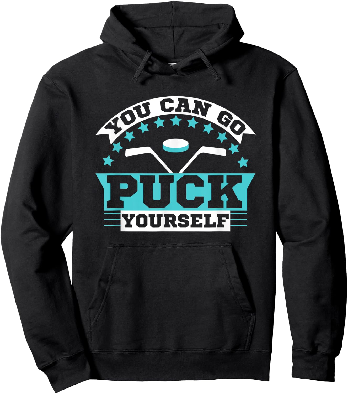 Go PUCK yourself Funny Eat Sleep Hockey Repeat Themed Youth Hoodie - Hoodie | Black