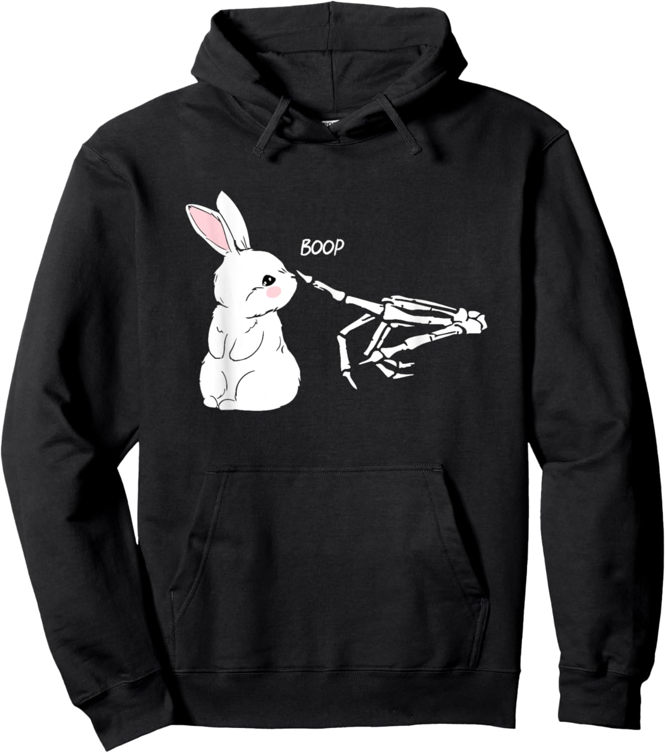 Skeleton Hand Boop Bunny Rabbit Funny Easter Day Hoodie - Hoodie | Black