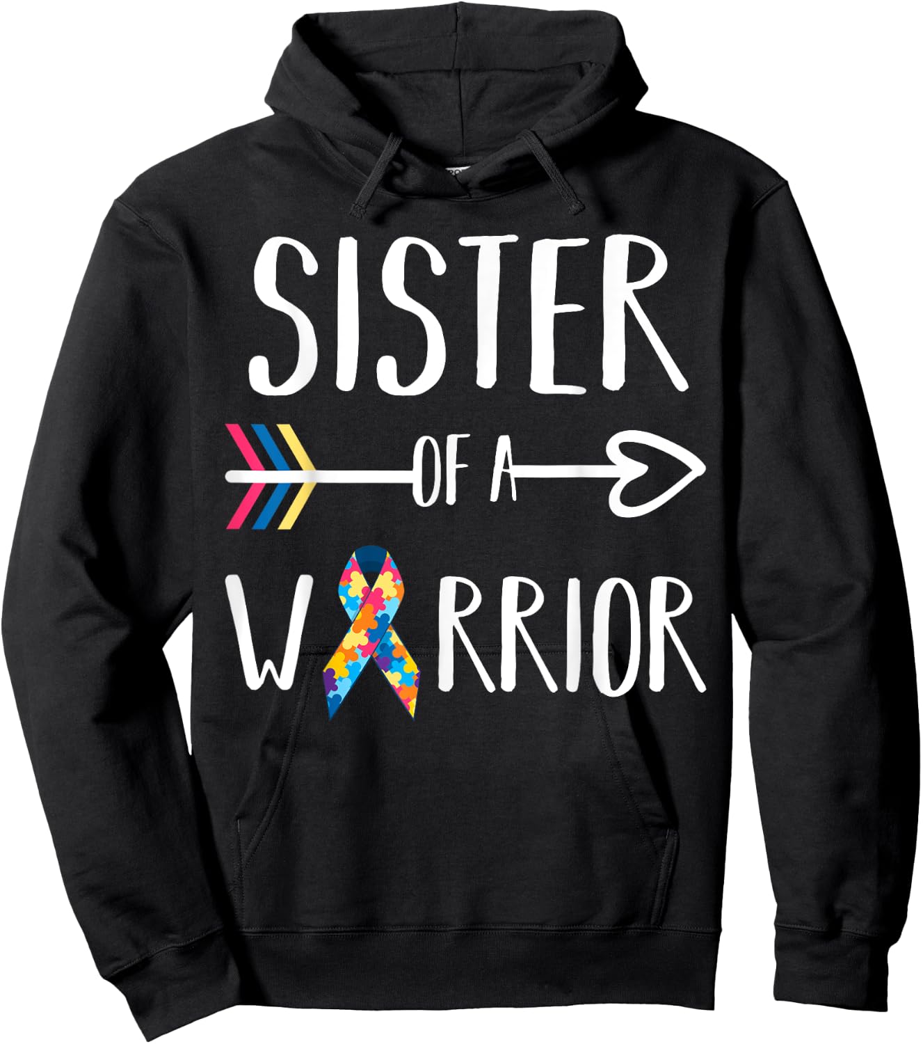 Sister Of A Warrior Shirt Autism Awareness Shirt Hoodie - Hoodie | Black