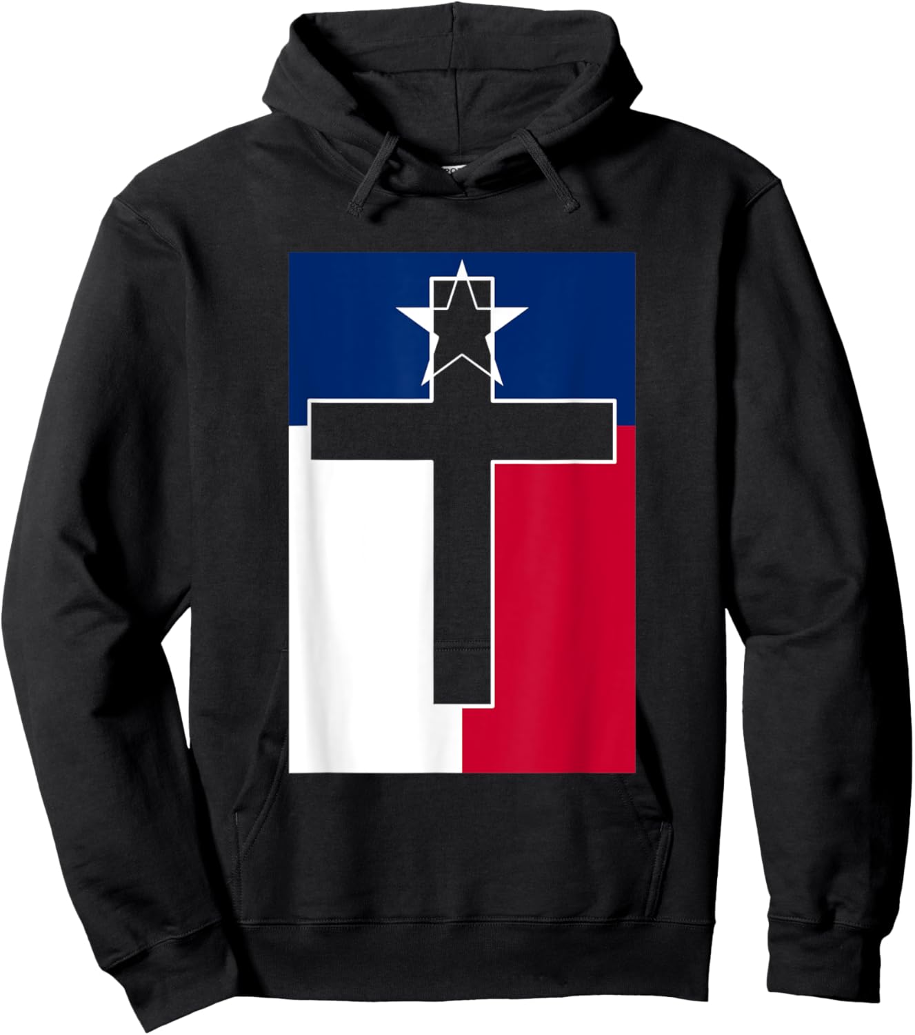 Texas Flag Cross Christian Faith Patriotic Hoodie - Hoodie | Black