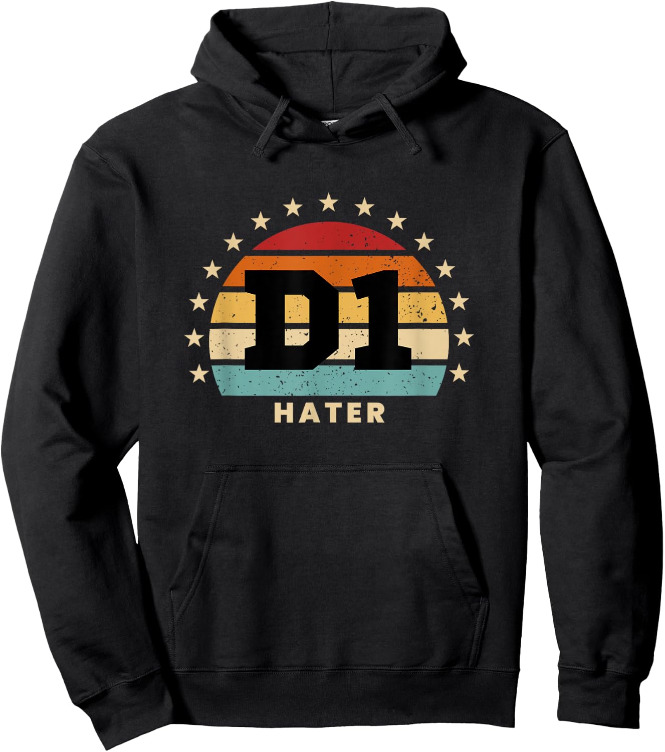 D1 Hater Retro Colorful Sporty Humor Hoodie - Hoodie | Black