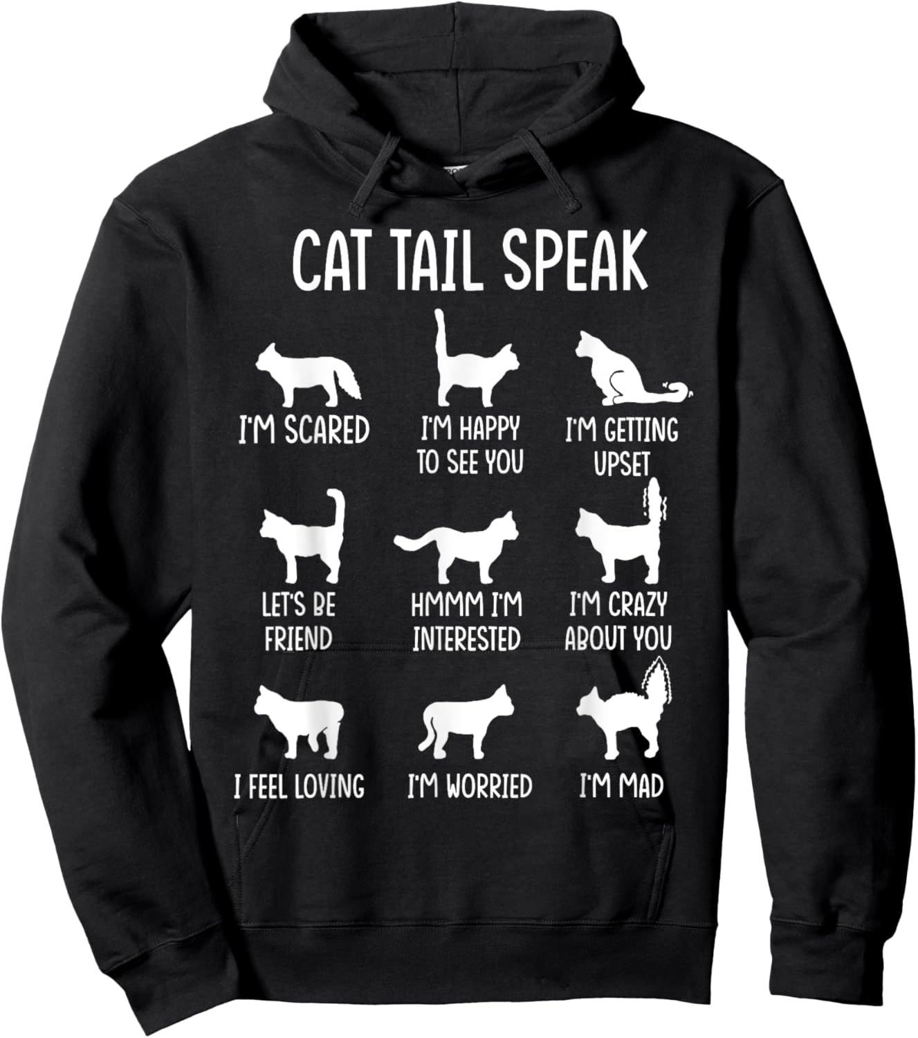Cat Speak With Tail Scare, Happy, Getting Upset Cat Lover Women Kids Hoodie - Hoodie | Black