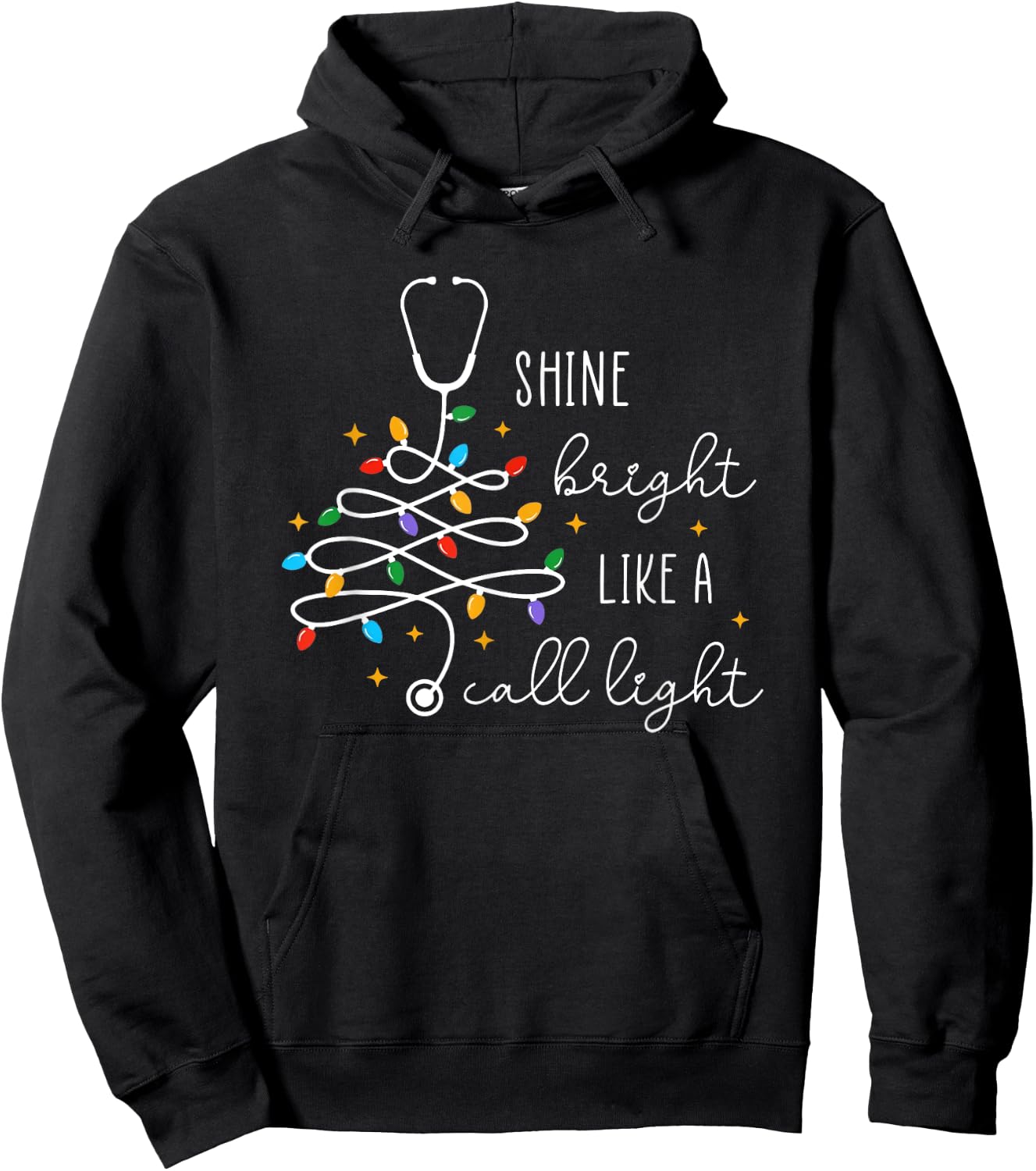 Funny Shine Bright Like A Call Light Nurse Merry Christmas Hoodie - Hoodie | Black