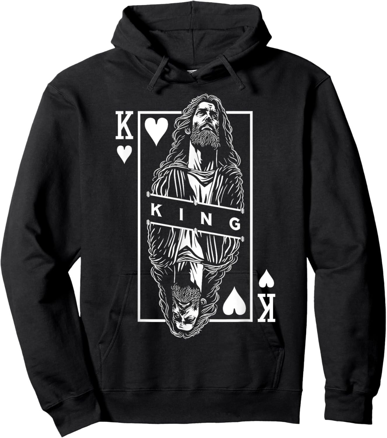 Jesus King Of Hearts Faith In Christ Christian Playing Card Hoodie - Hoodie | Black