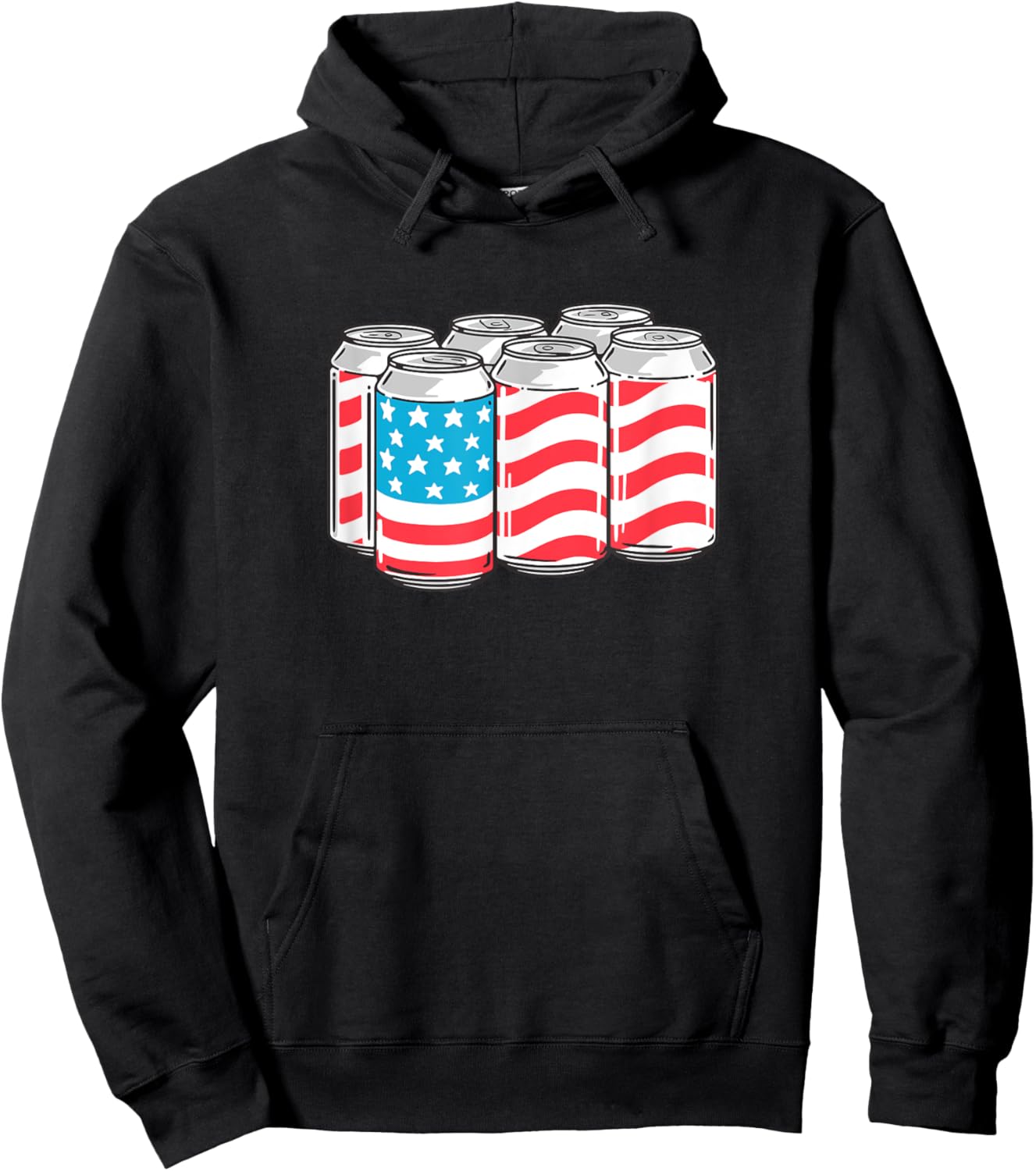 AmeriCan Funny 4th of July Beer Patriotic USA Flag Pride Women Men Hoodie - Hoodie | Black