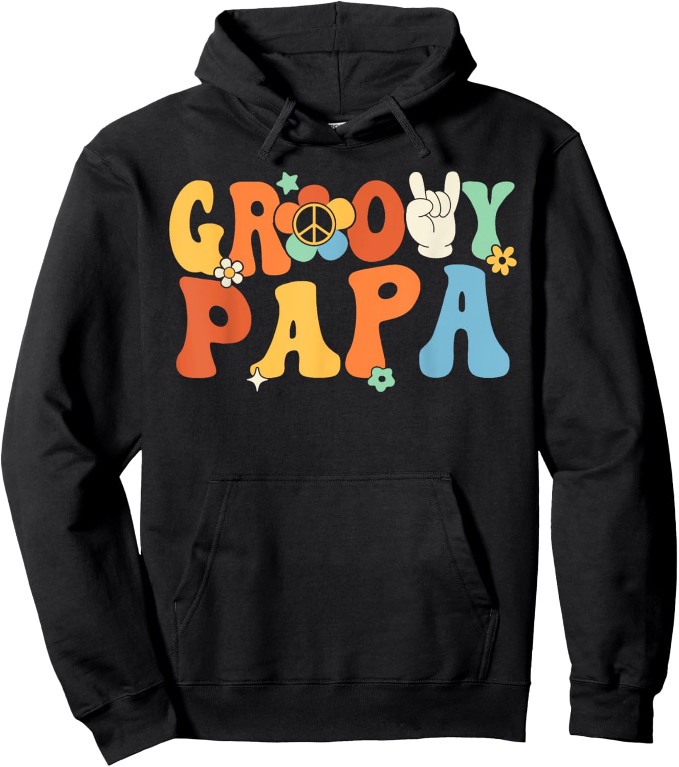 Groovy Papa Retro Dad Matching Family 1st Birthday Party Hoodie - Hoodie | Black