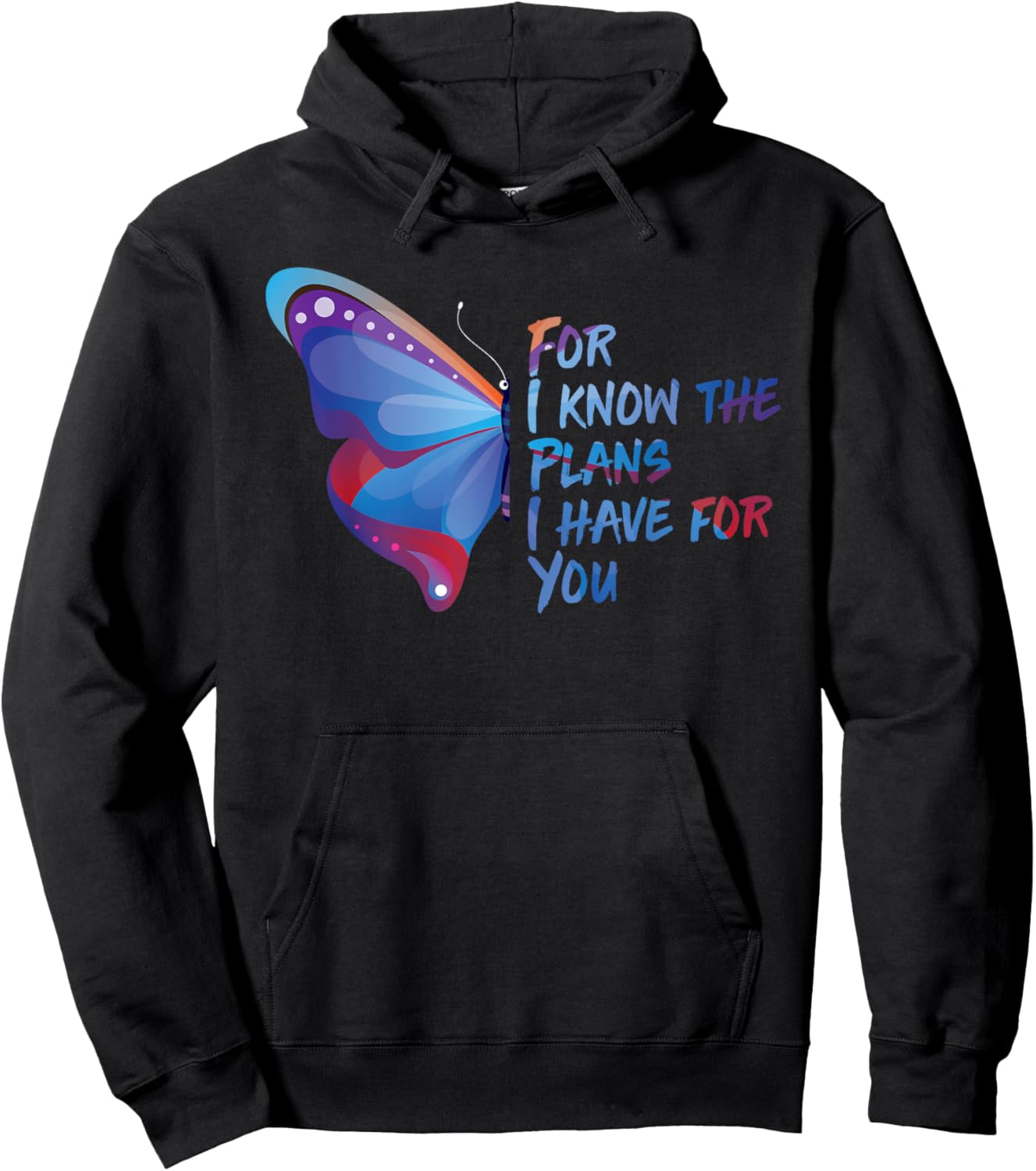 Bible Verse Quote Butterfly Motivational Christian Gifts Hoodie - Hoodie | Black