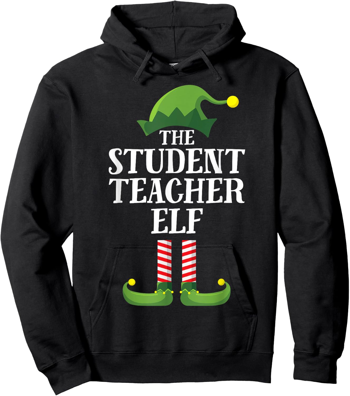 Student Teacher Elf Matching Family Group Christmas Party Women Kids Hoodie - Hoodie | Black