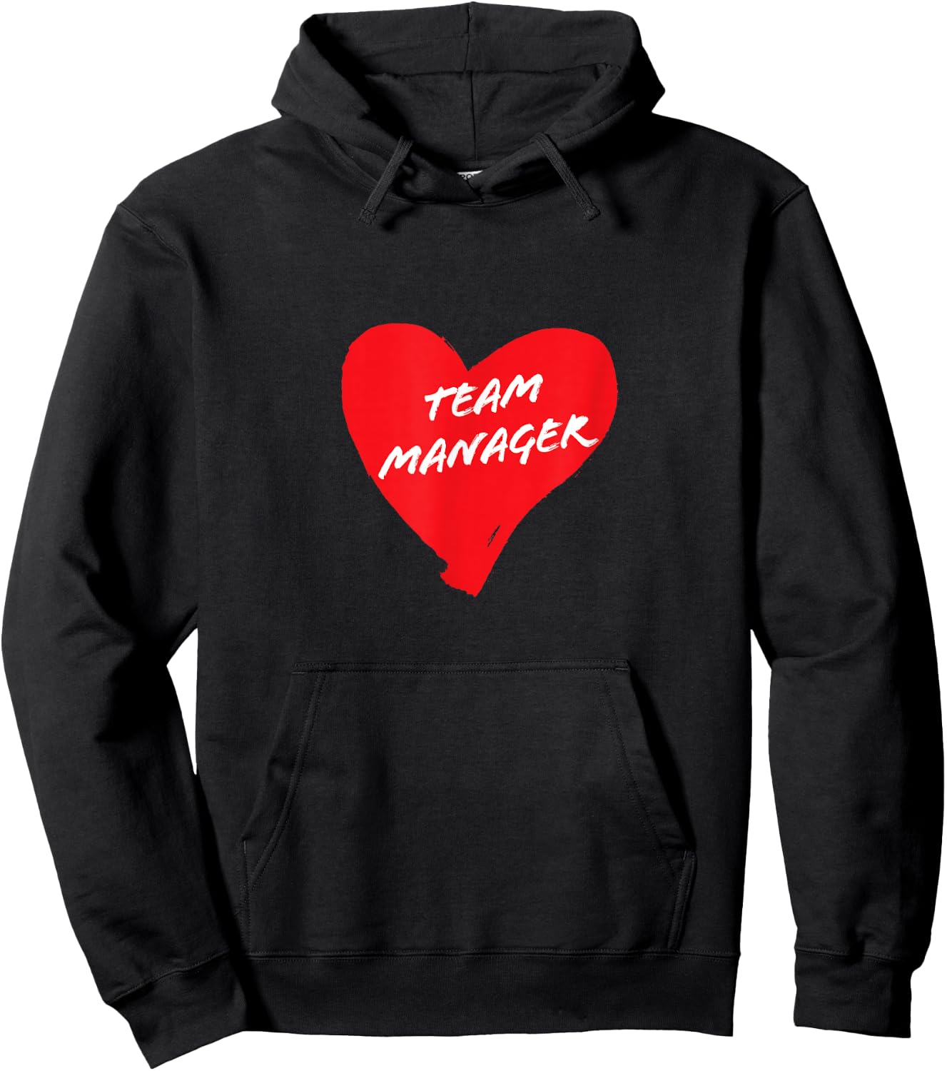 Team Manager, Heart Graphic Hoodie - Hoodie | Black