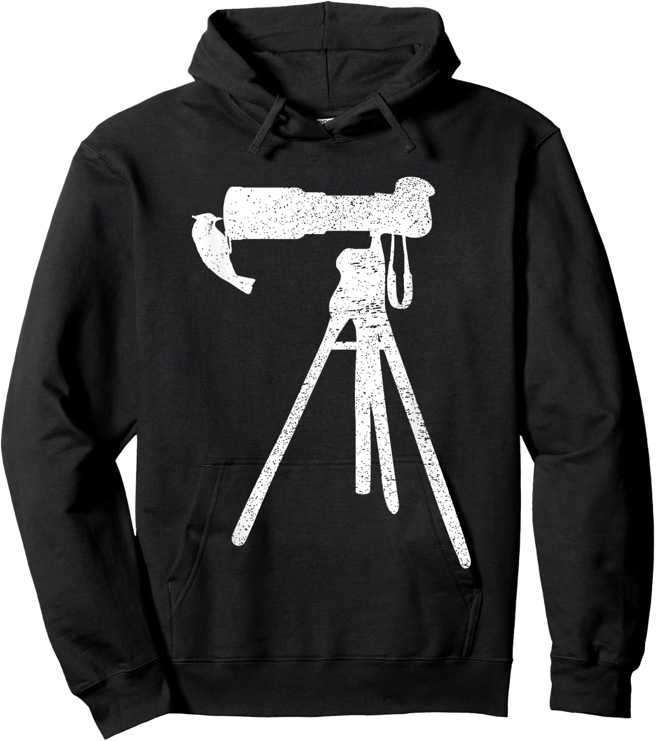 Retro Vintage Distressed Bird Photographer Wildlife Print Hoodie - Hoodie | Black