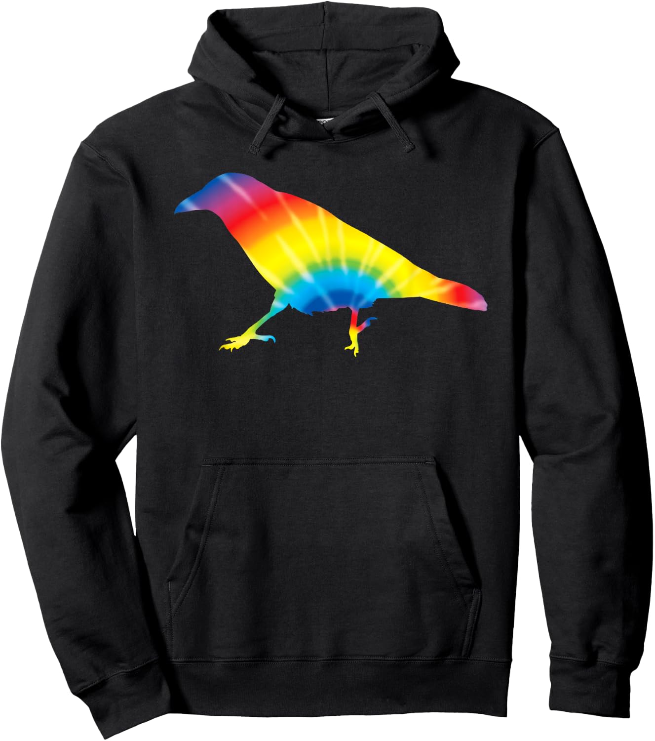 Tie Dye Crow Rainbow Print Raven Bird Hippie Peace Gift Hoodie - Hoodie | Black