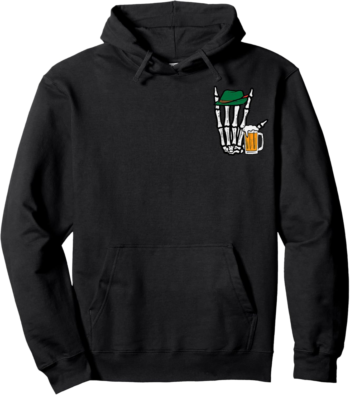Skeleton Rock Hand Bavarian Rocker Oktoberfest Men Boys Hoodie - Hoodie | Black