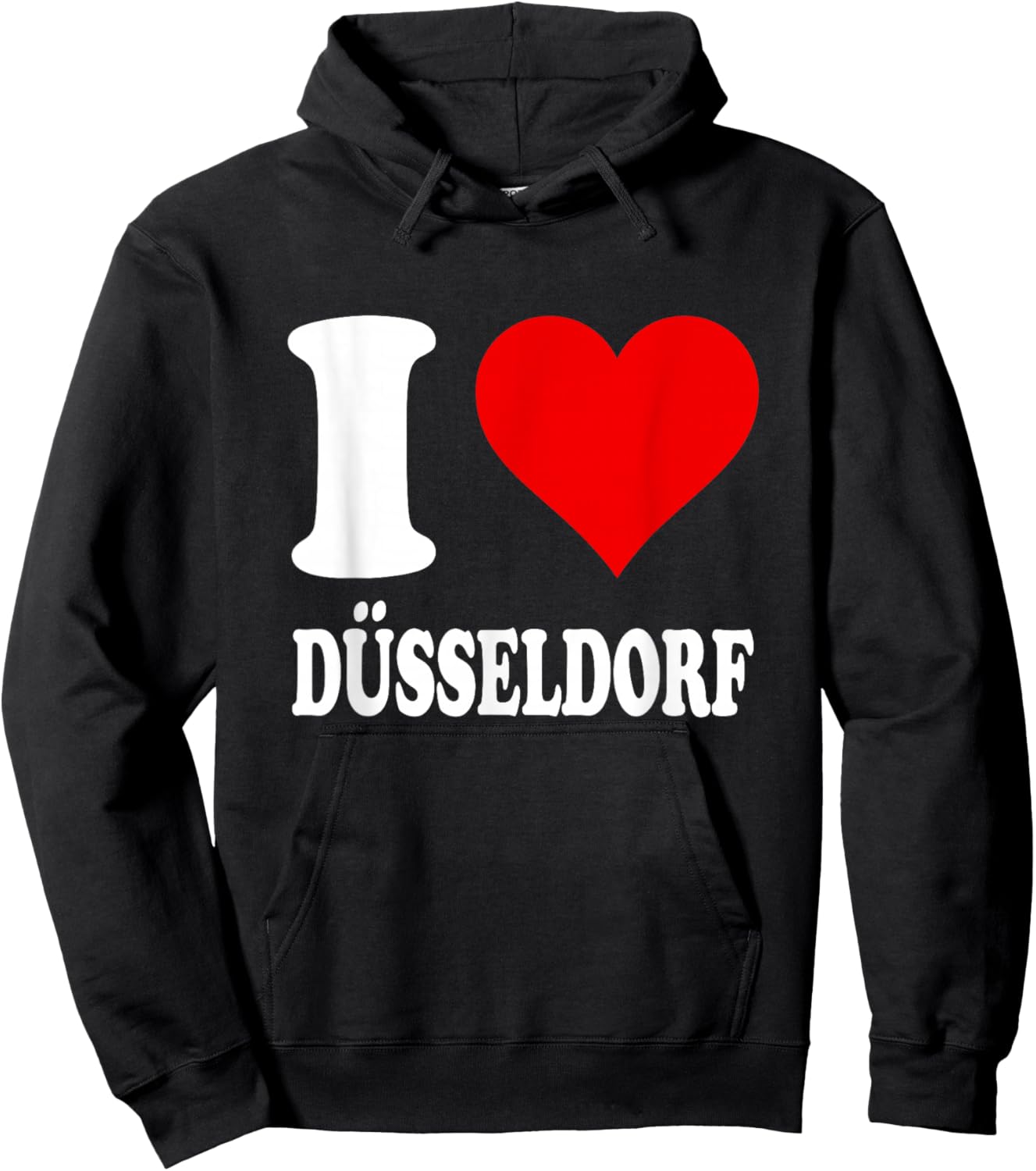 Red Heart I Love Düsseldorf Hoodie - Hoodie | Black