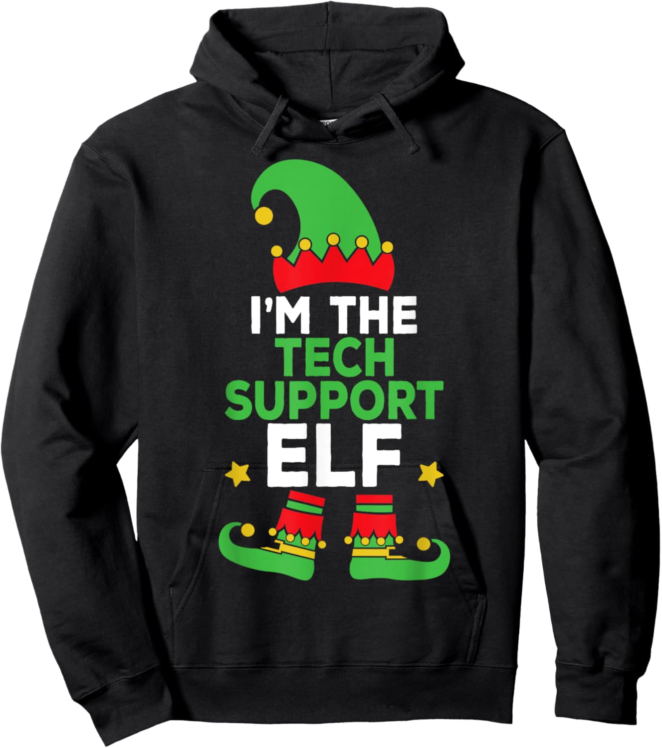 I'm The Tech Support Elf Family Holiday Matching Christmas Hoodie - Hoodie | Black