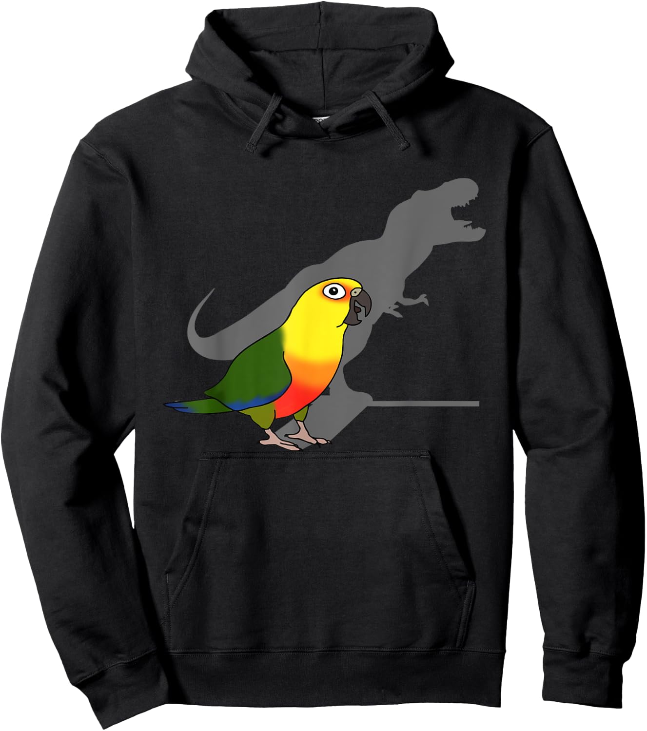 Birb Memes, Cute Dinosaur Parrot, Funny T-rex Jenday Conure Hoodie - Hoodie | Black