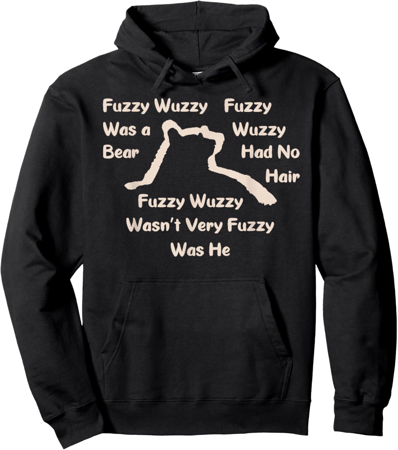 Fuzzy Wuzzy Was a Bear... Bear Head and Shoulders Silhouette Hoodie - Hoodie | Black