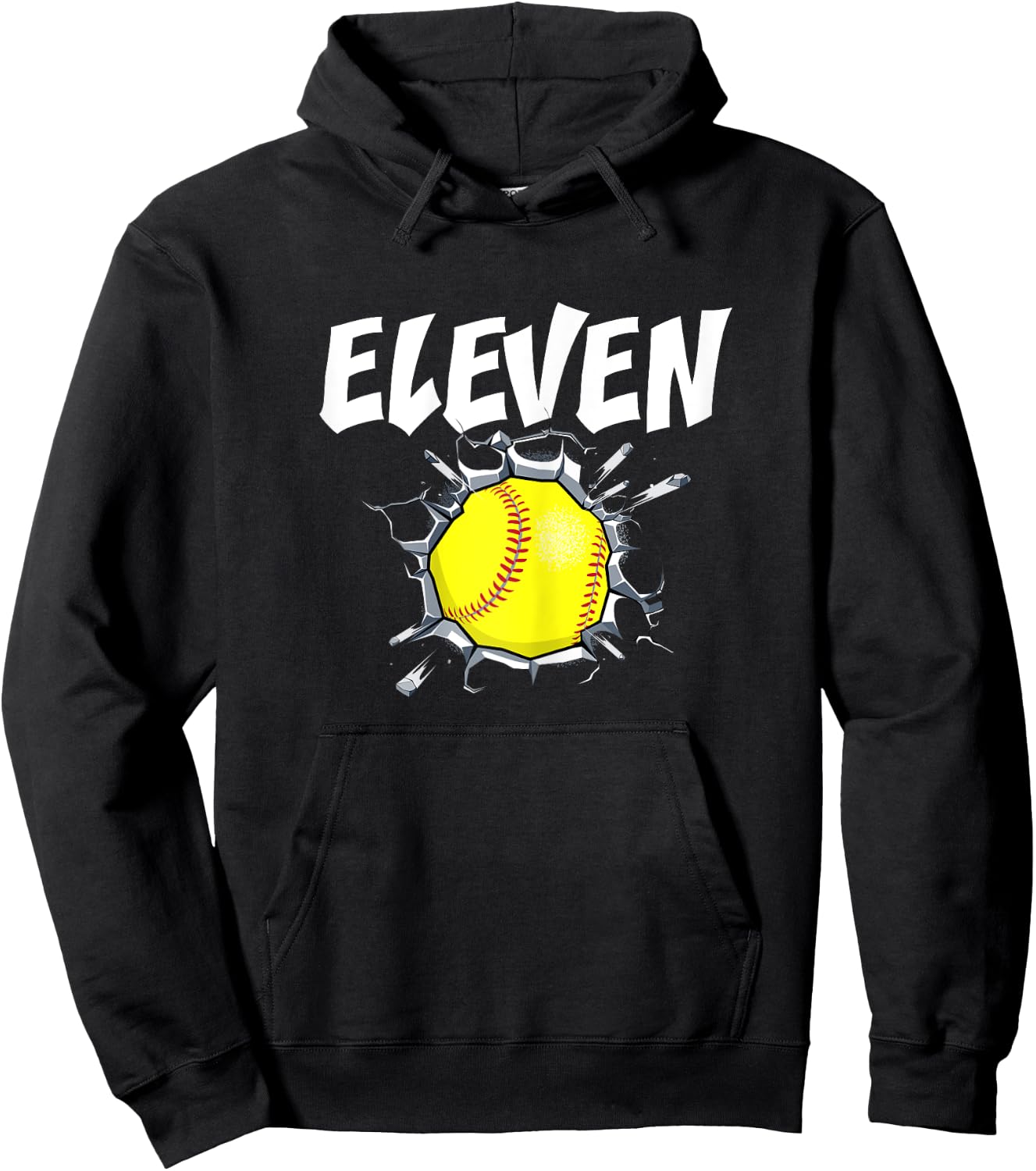 11 Year Old Softball Birthday Party Theme 11th Gift Girl Hoodie - Hoodie | Black