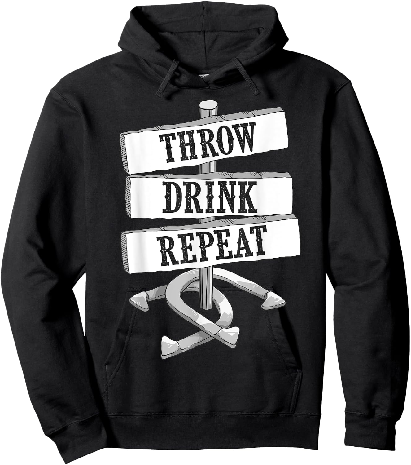 Funny Horseshoe Pitching Game Gift | Cute Throwers Men Women Hoodie - Hoodie | Black