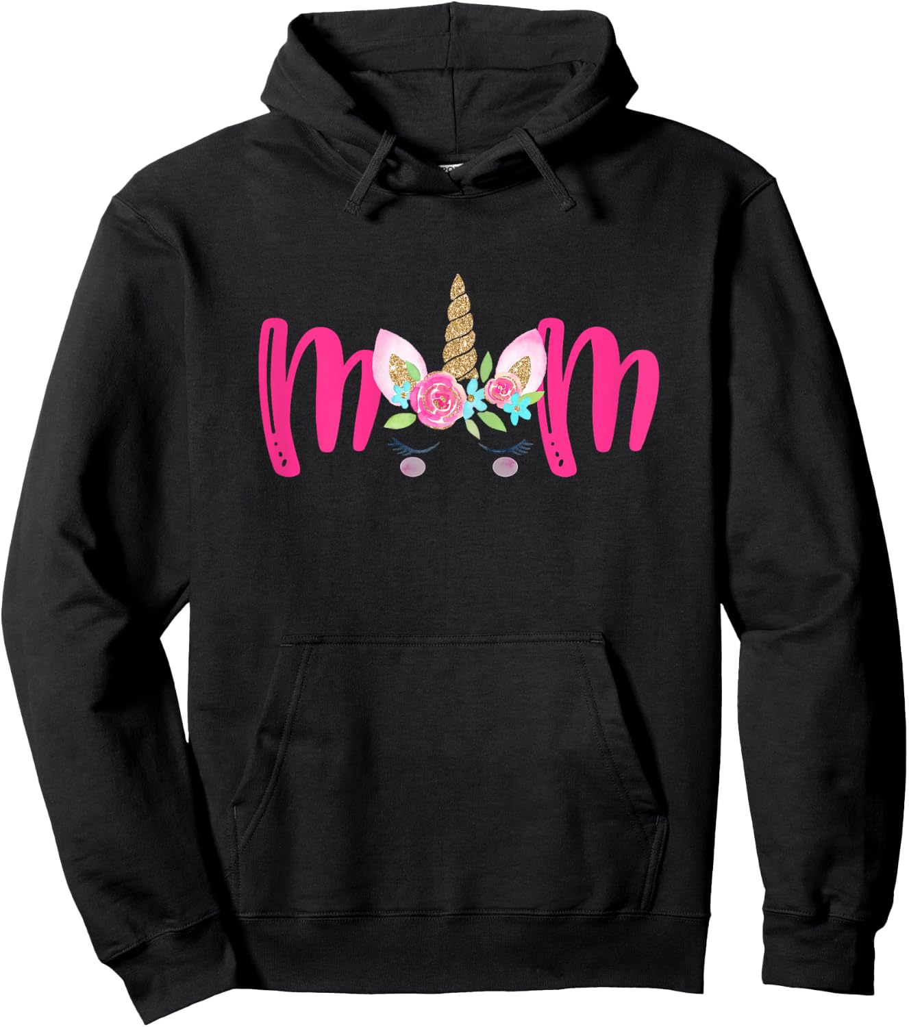 Unicorn Mom Birthday Matching Family Party Hoodie - Hoodie | Black