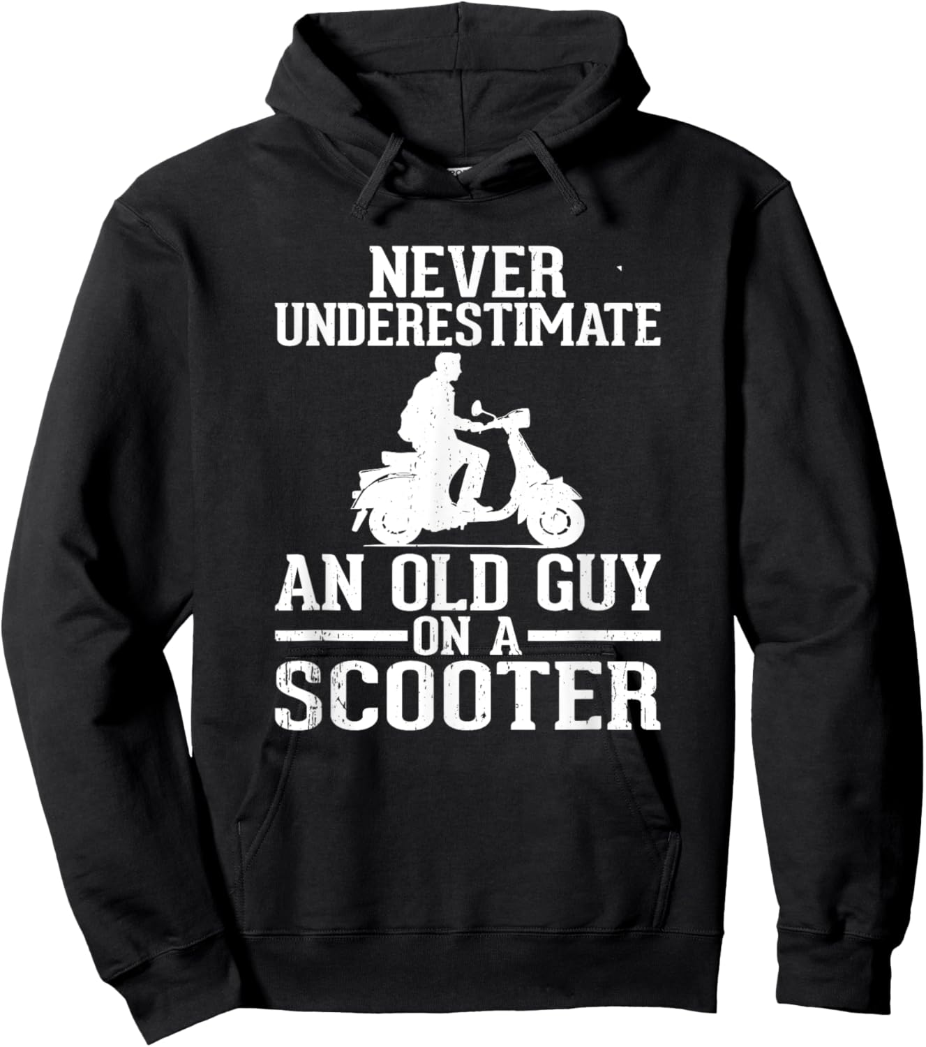 Never Underestimate An Old Guy On A Scooter Hoodie - Hoodie | Black